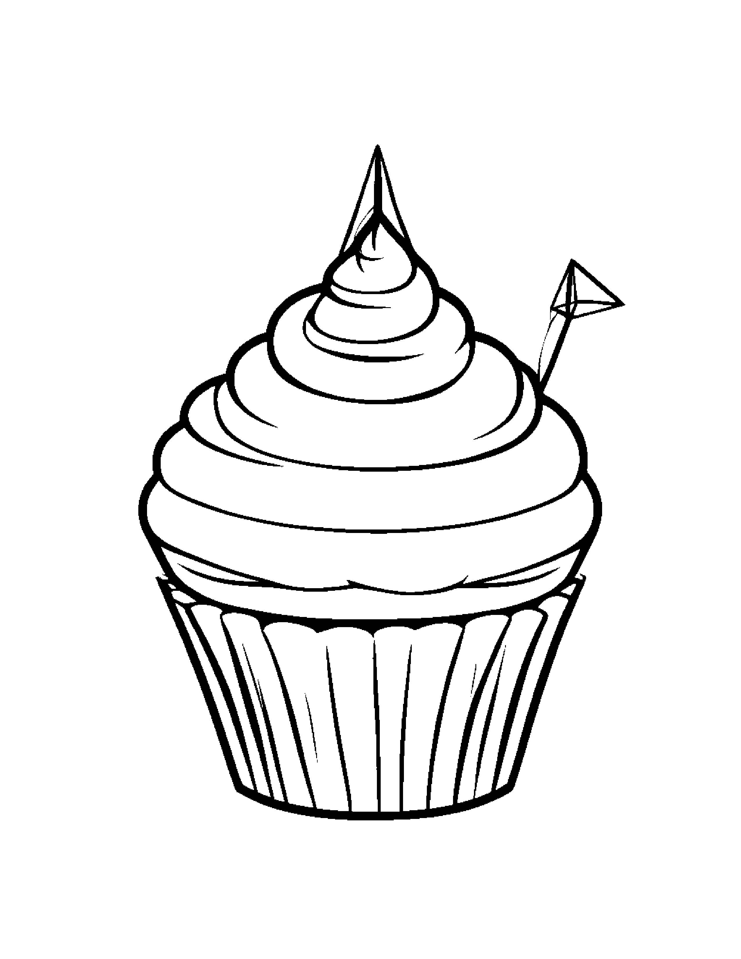 Kawaii Cupcake With A Kite Coloring Page (Free Printable PDF)