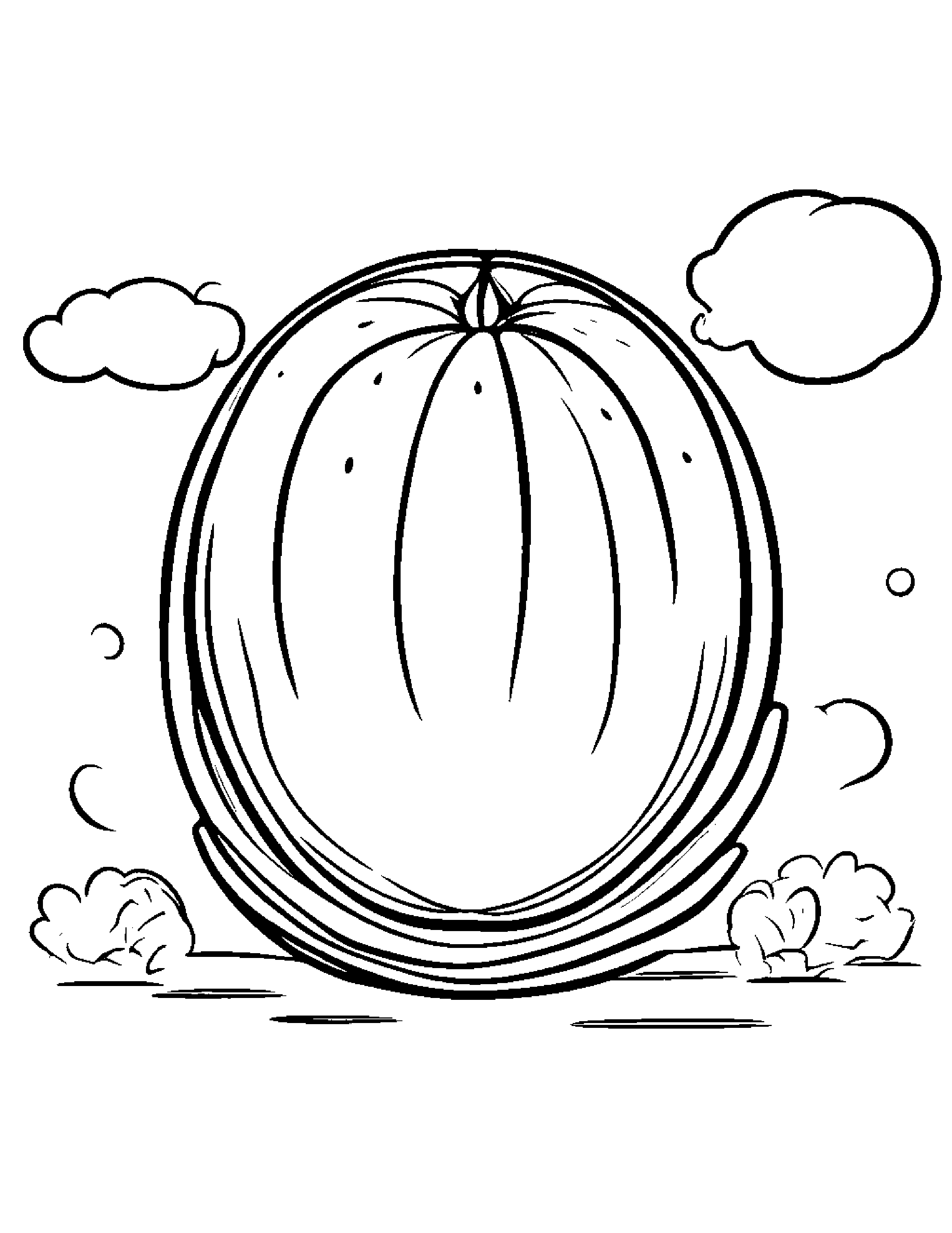 Sleepy Watermelon Slice With Balloon Coloring Page (Free Printable PDF)