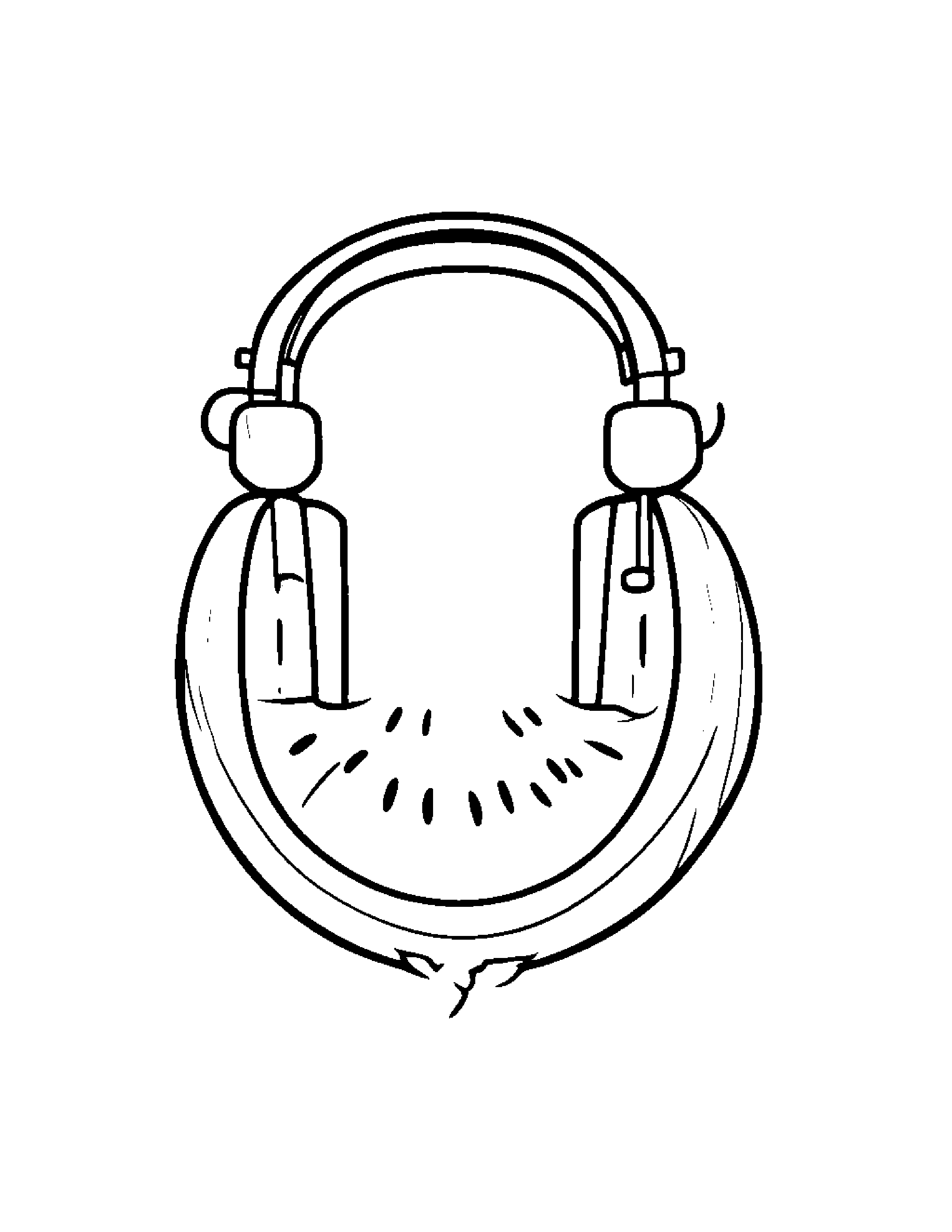 Tiny Watermelon Slice With Headphones Coloring Page (Free Printable PDF)