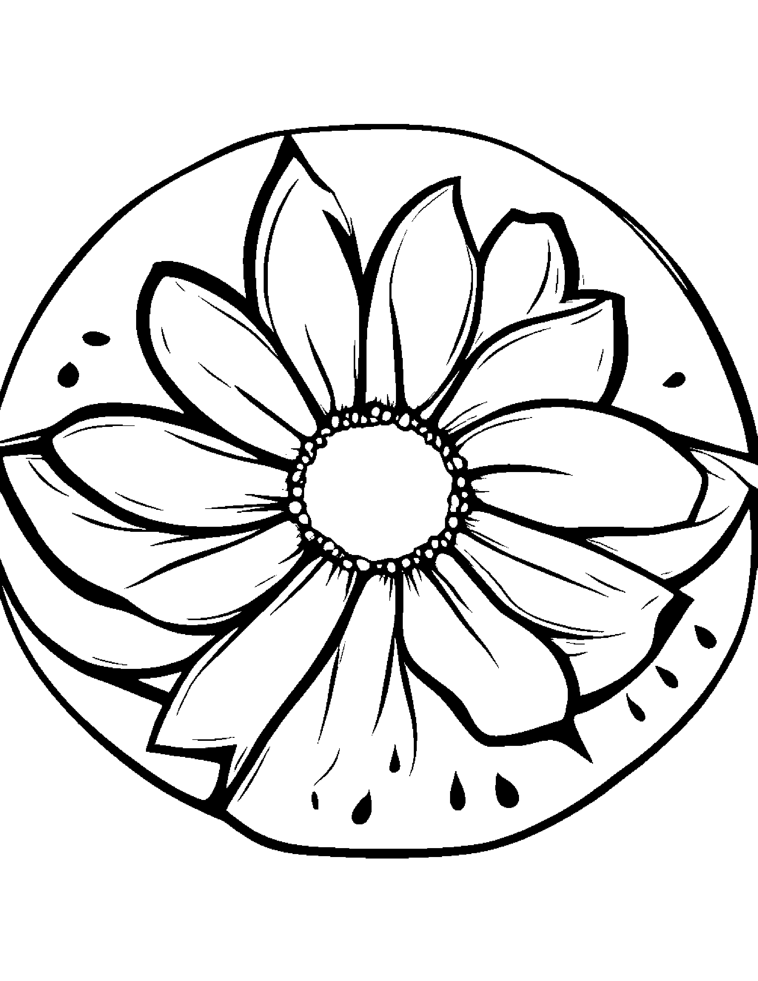 Watermelon Slice With A Daisy Coloring Page (Free Printable PDF)