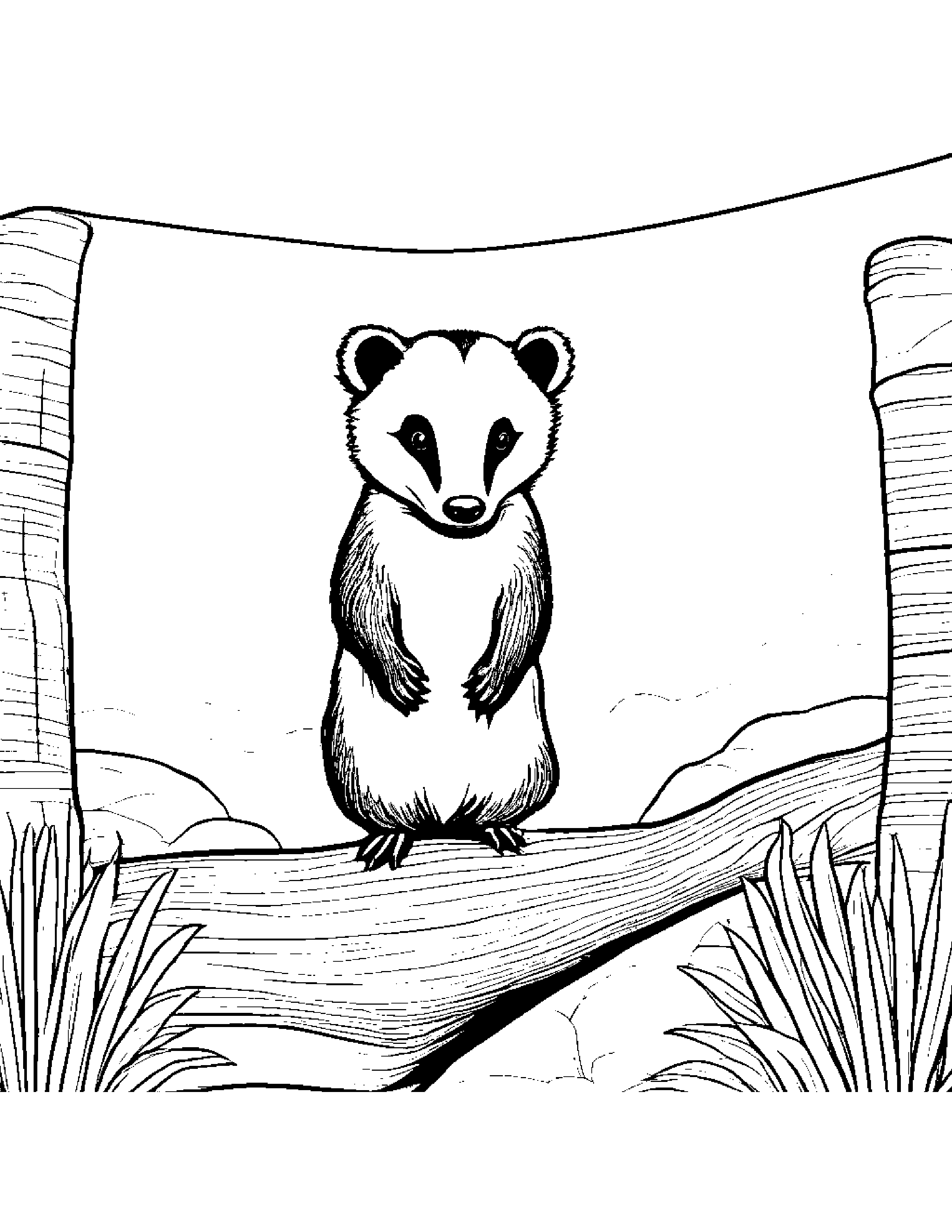 Badger Balancing On A Line Coloring Page (Free Printable PDF)