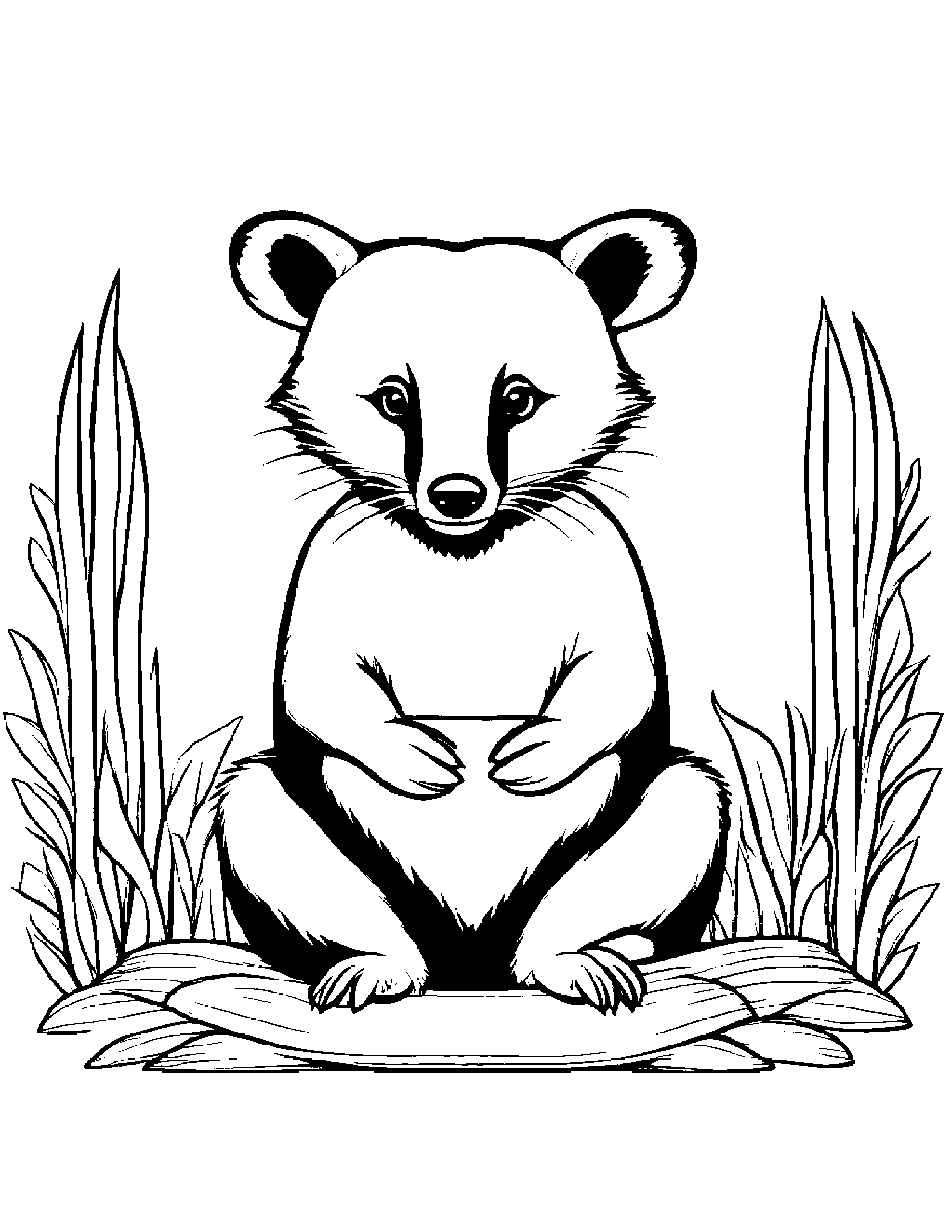 Badger With A Ribbon #2 Coloring Page (Free Printable PDF)
