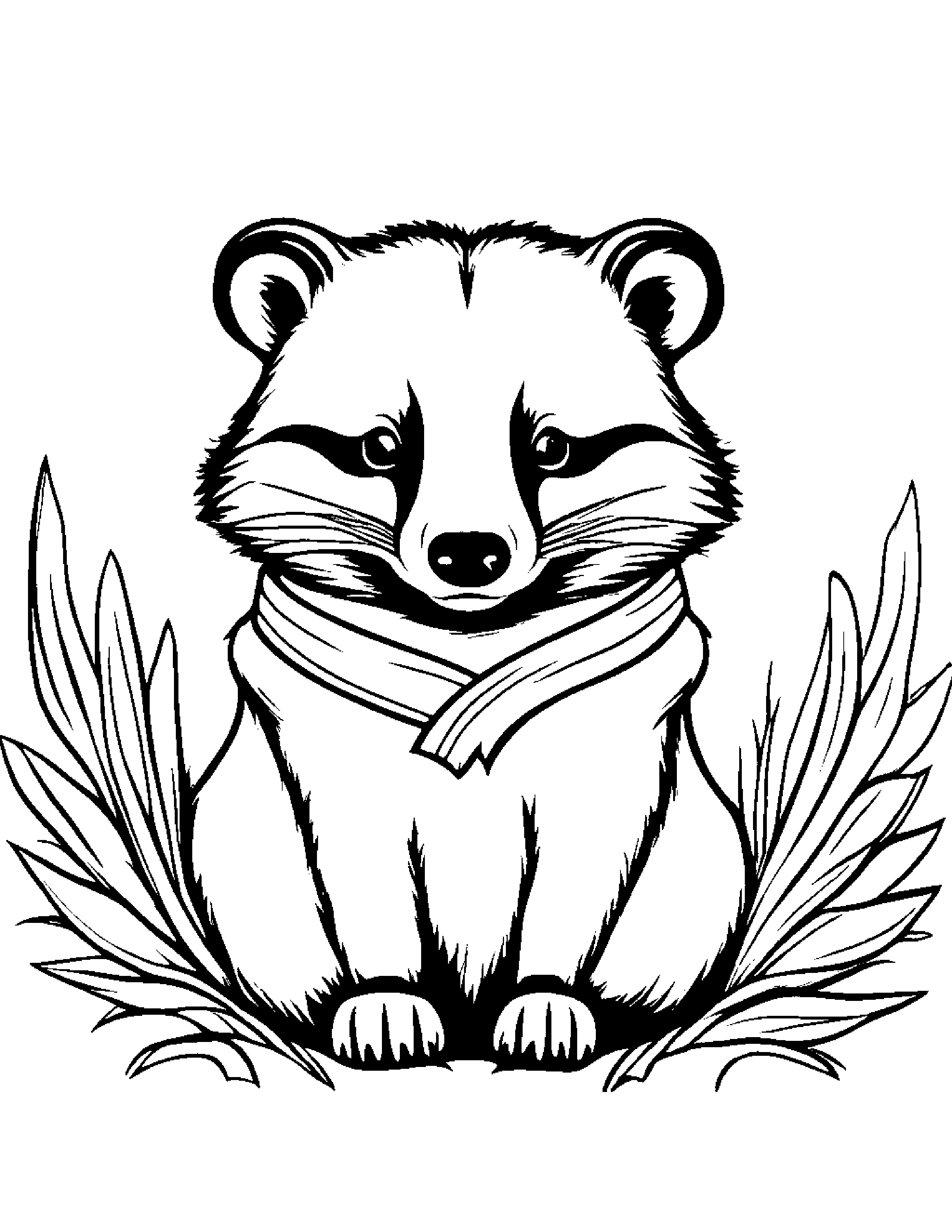 Badger With A Ribbon #3 Coloring Page (Free Printable PDF)