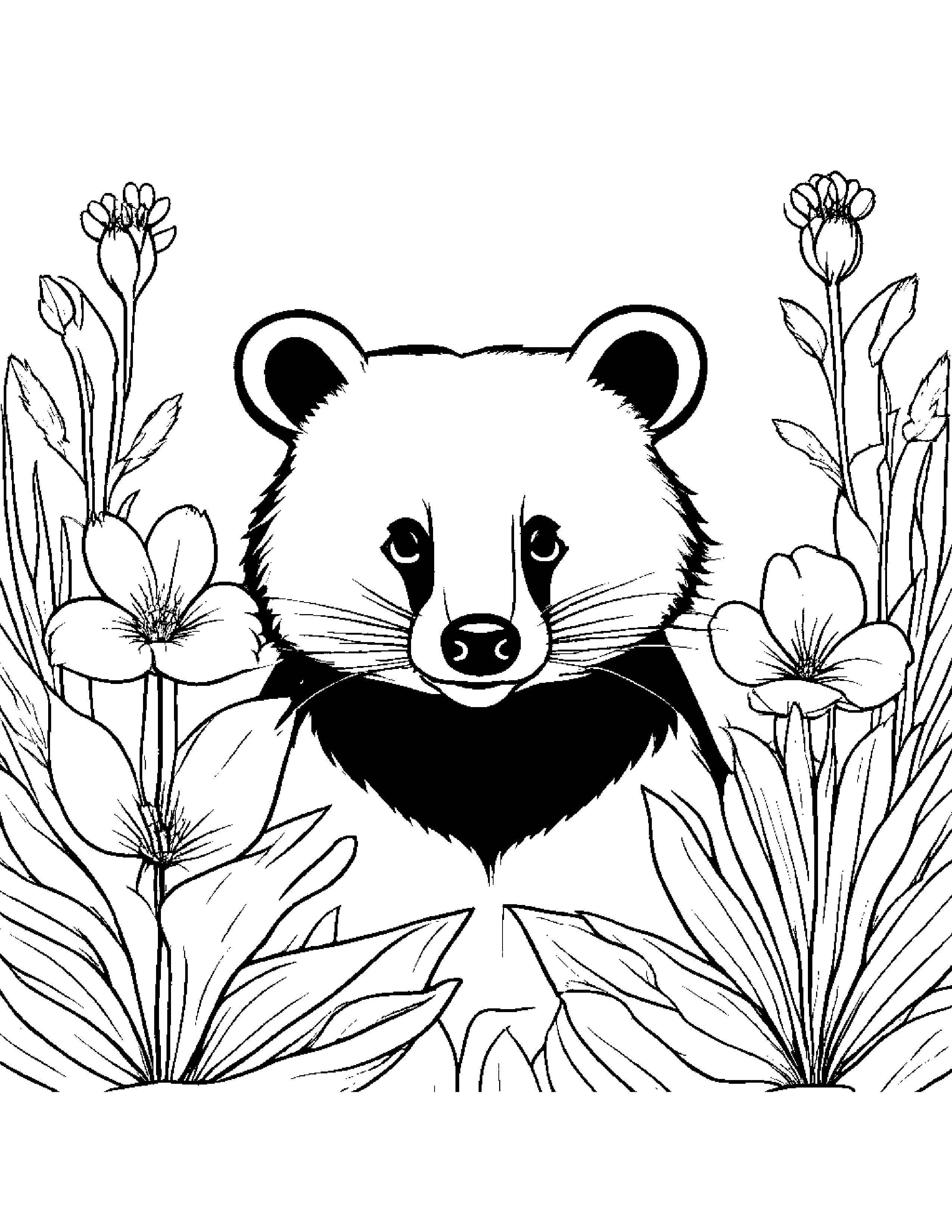 Badger With A Small Flower #4 Coloring Page (Free Printable PDF)