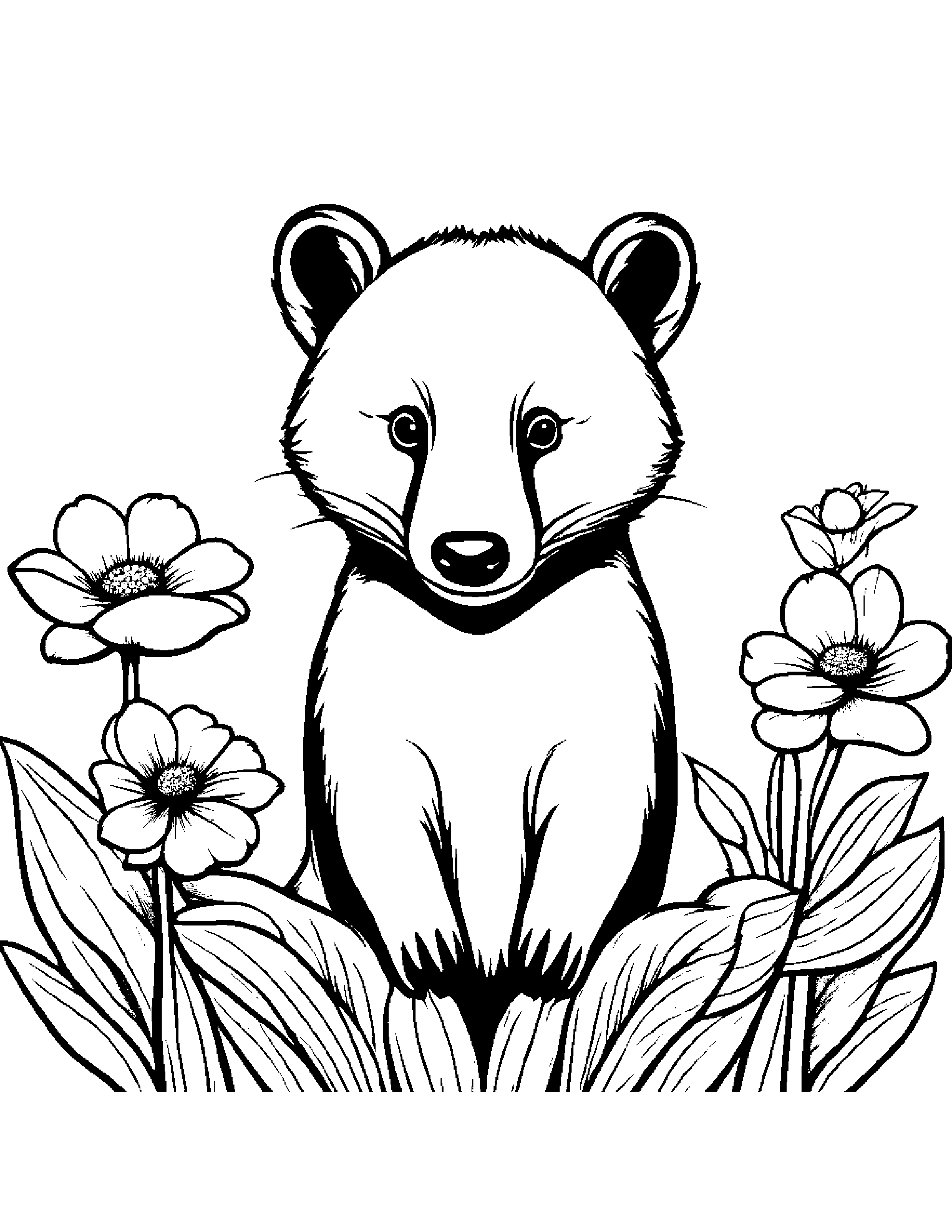 Badger With A Small Flower #5 Coloring Page (Free Printable PDF)