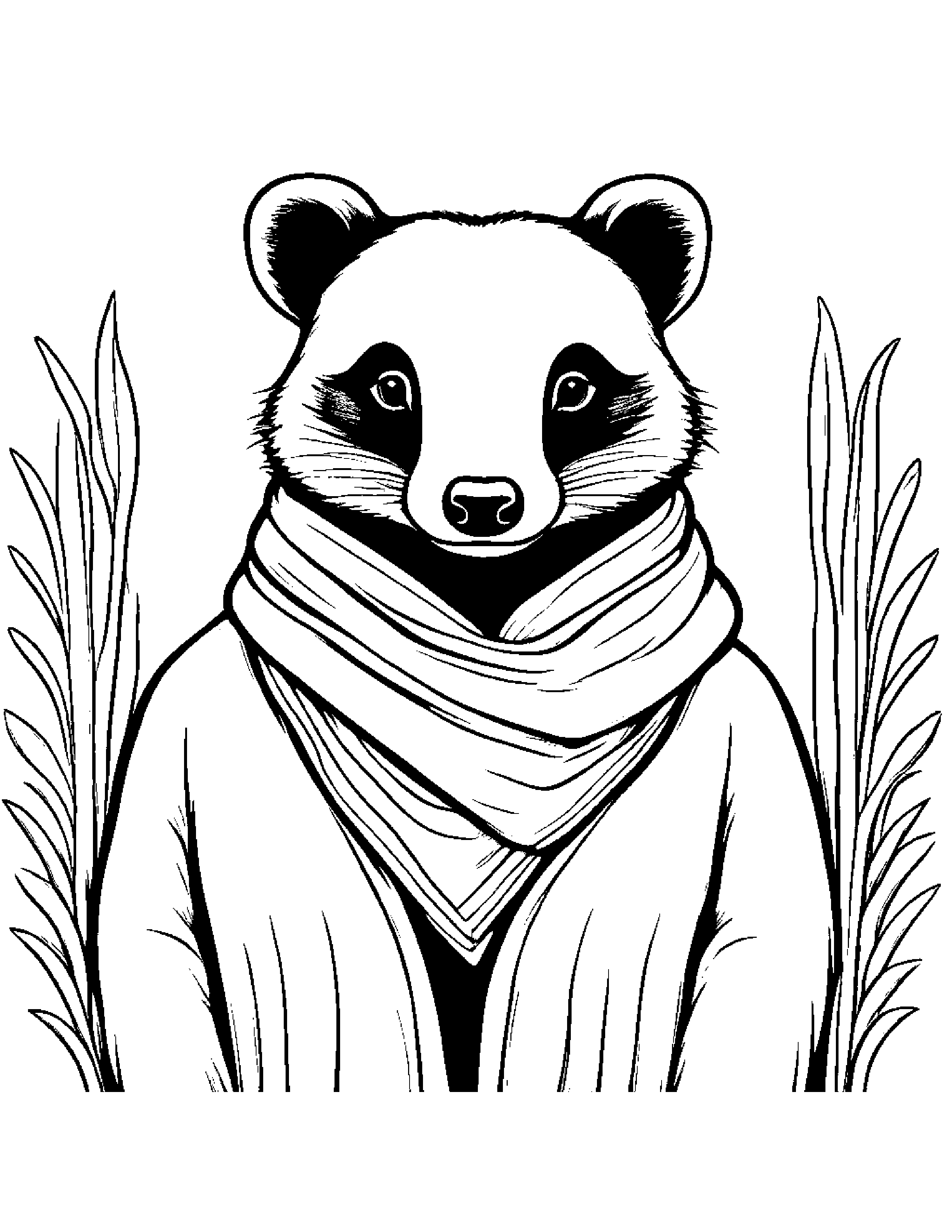 Badger With A Soft Scarf #3 Coloring Page (Free Printable PDF)