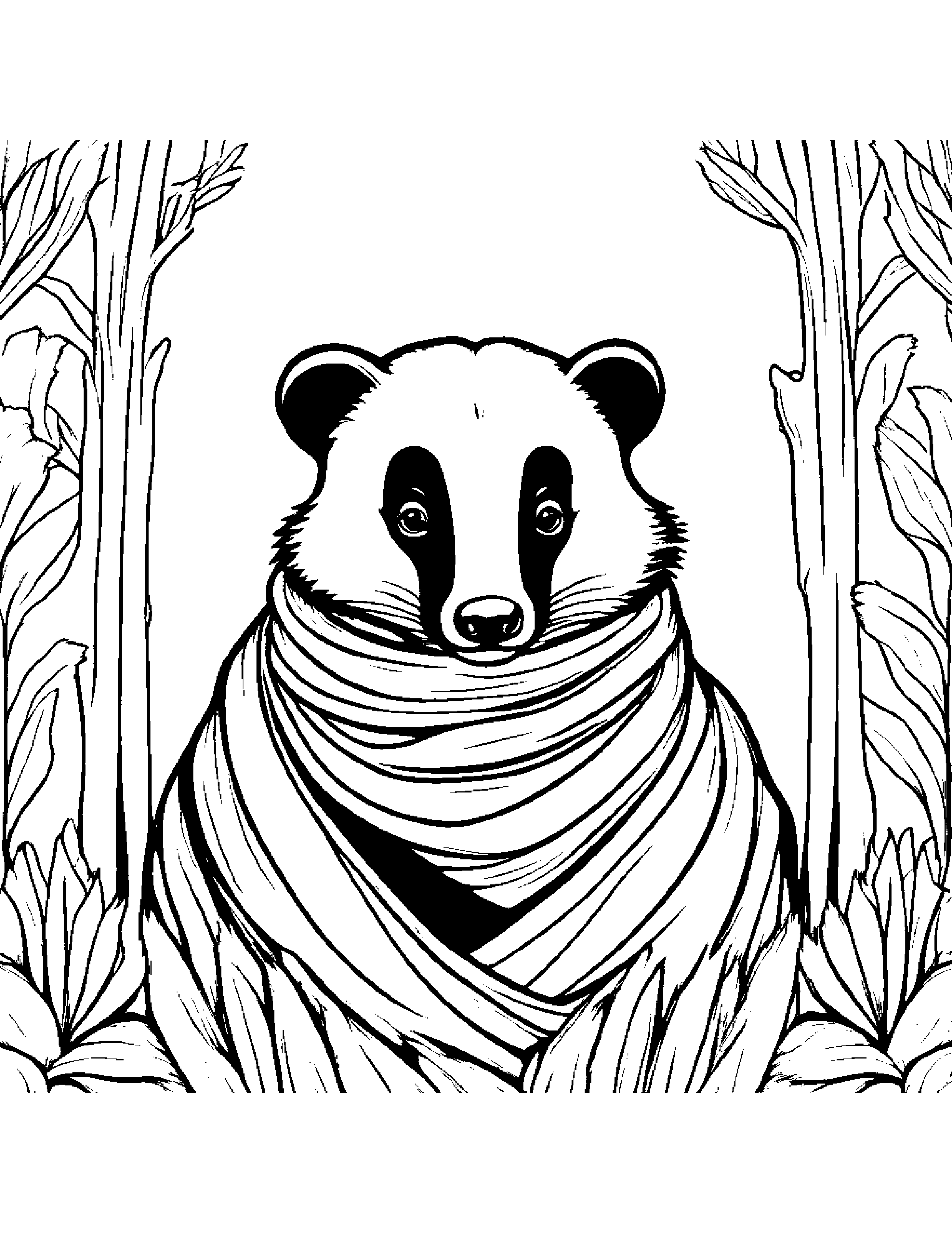Badger With A Soft Scarf Coloring Page (Free Printable PDF)