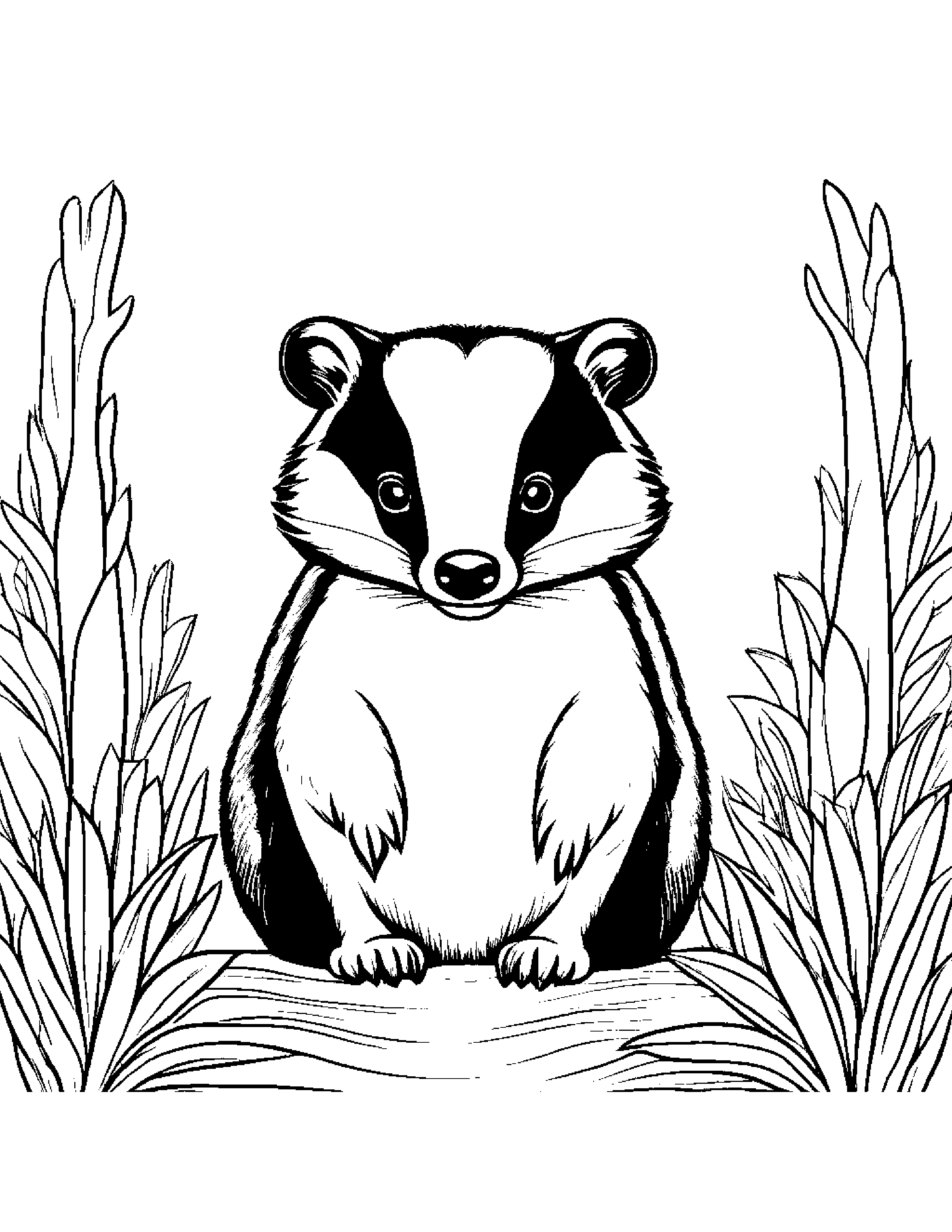 Badger With A Tiny Bow #2 Coloring Page (Free Printable PDF)