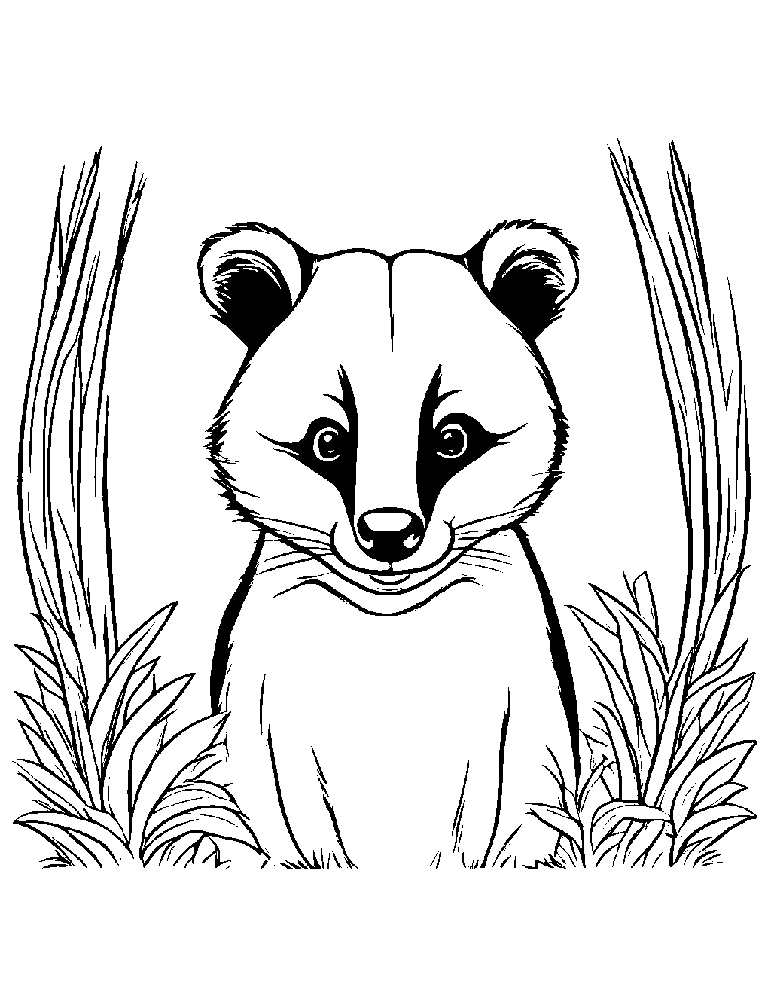 Badger With A Tiny Bow #3 Coloring Page (Free Printable PDF)