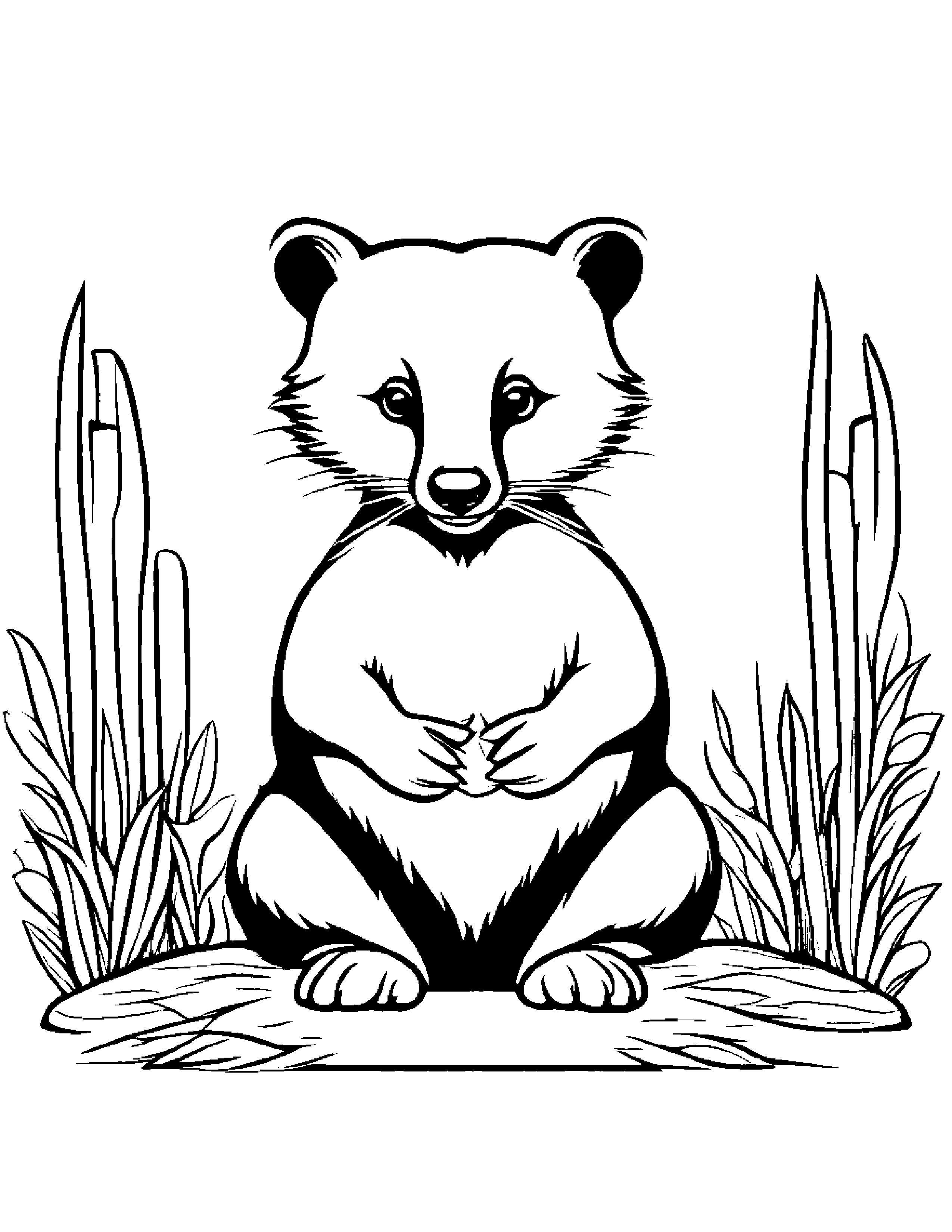 Badger With A Tiny Bow Coloring Page (Free Printable PDF)