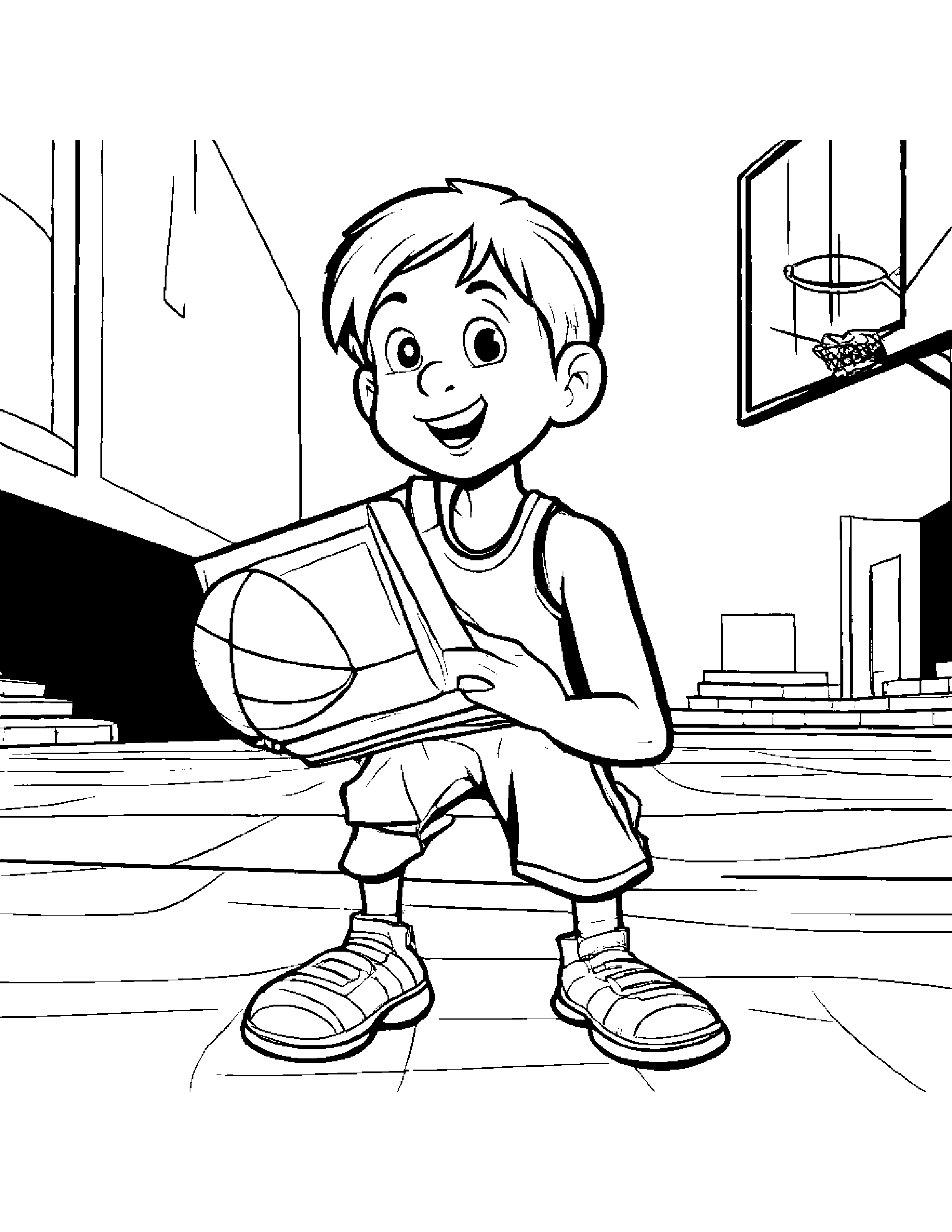 Basketball Reading A Storybook #3 Coloring Page (Free Printable PDF)