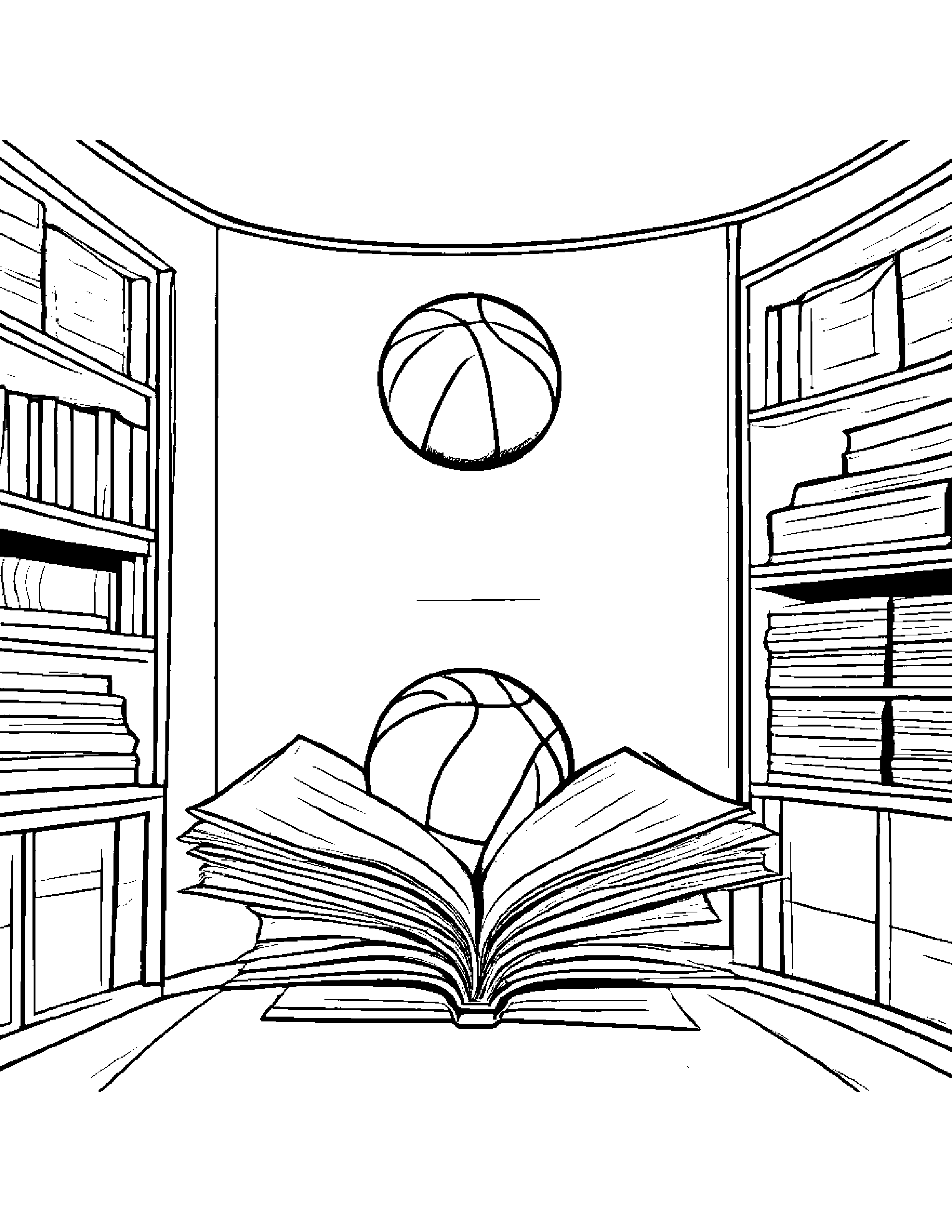 Basketball Reading A Storybook Coloring Page (Free Printable PDF)
