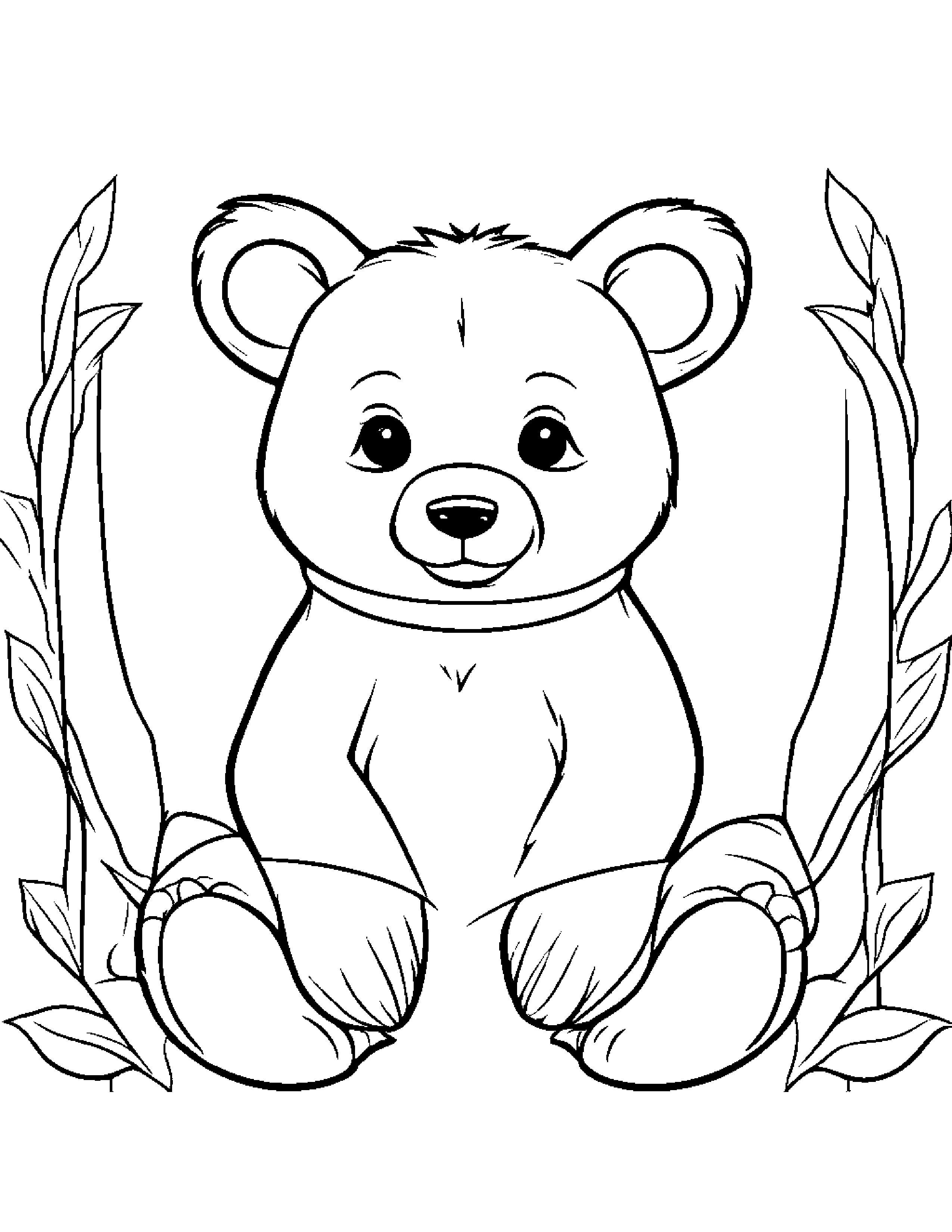 Bear Cub With A Ribbon #2 Coloring Page (Free Printable PDF)