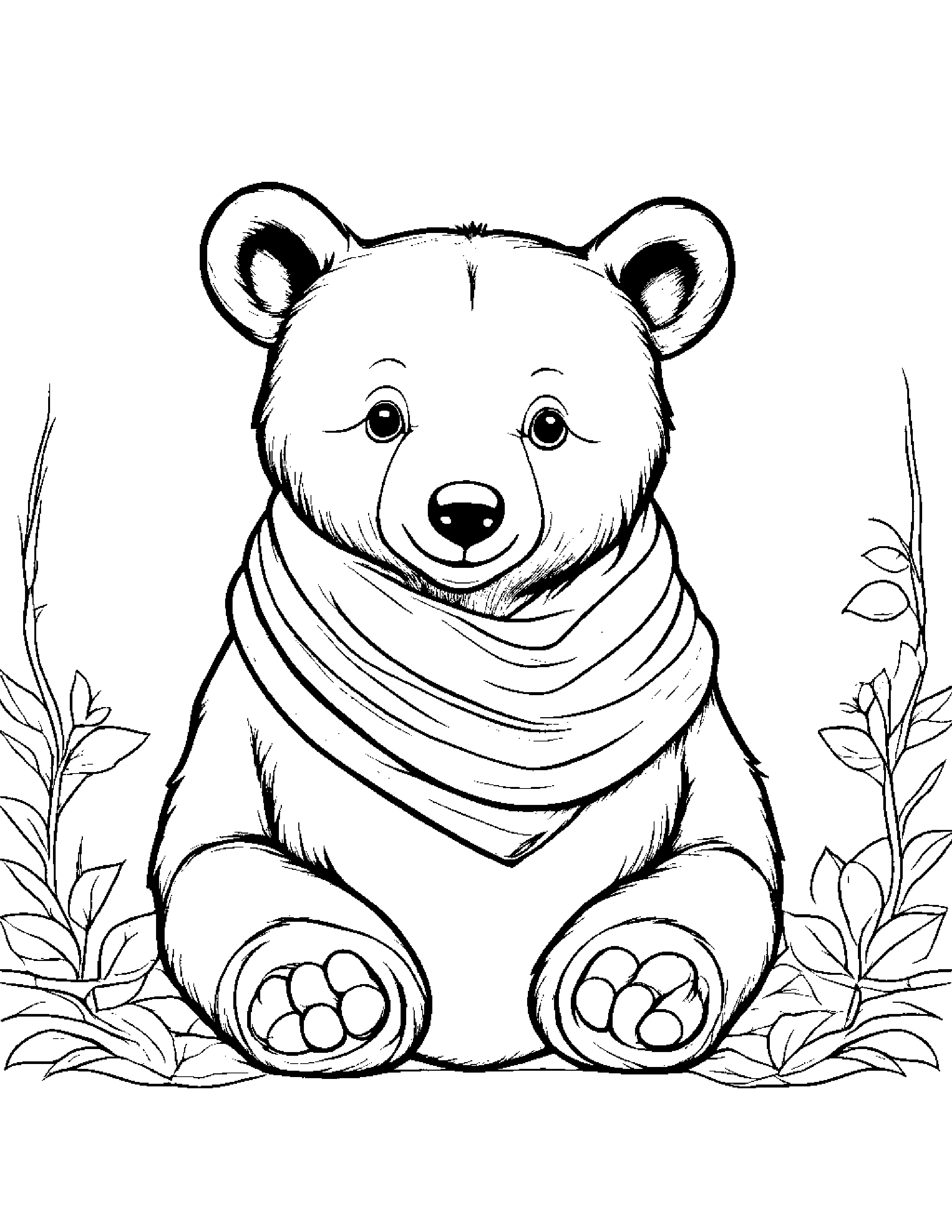 Bear Cub With A Soft Scarf #3 Coloring Page (Free Printable PDF)