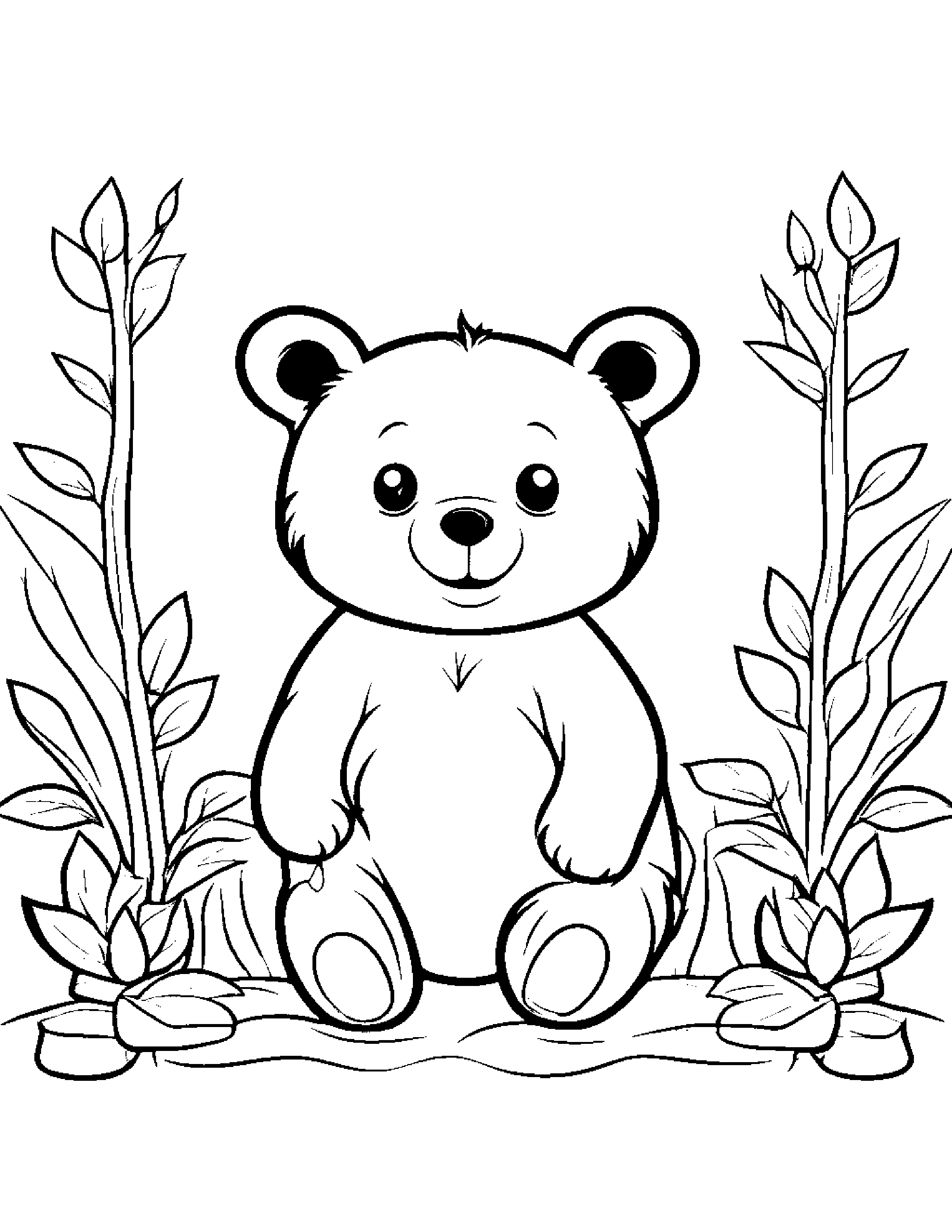 Bear Cub With A Sunny Sticker #2 Coloring Page (Free Printable PDF)