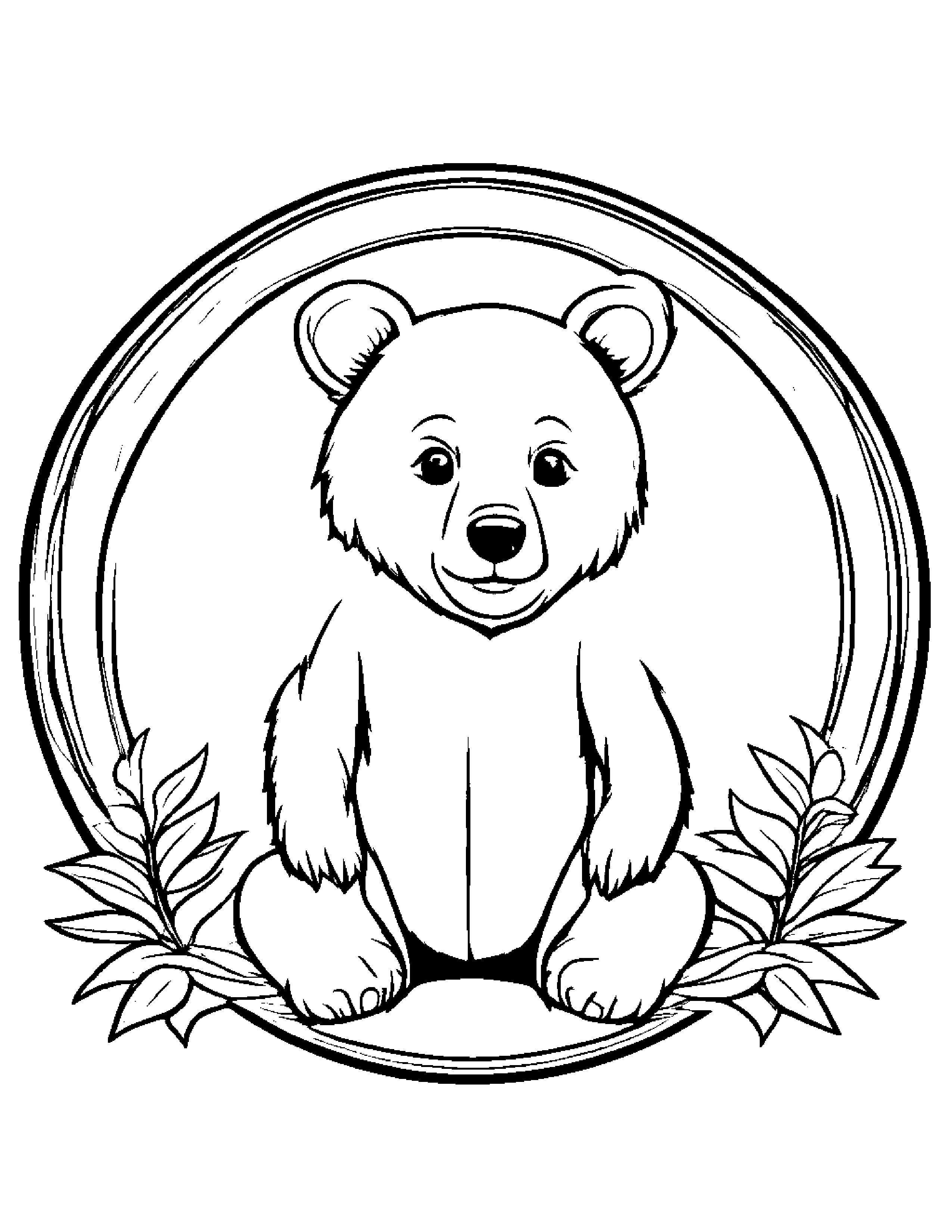 Bear Cub With A Sunny Sticker #3 Coloring Page (Free Printable PDF)