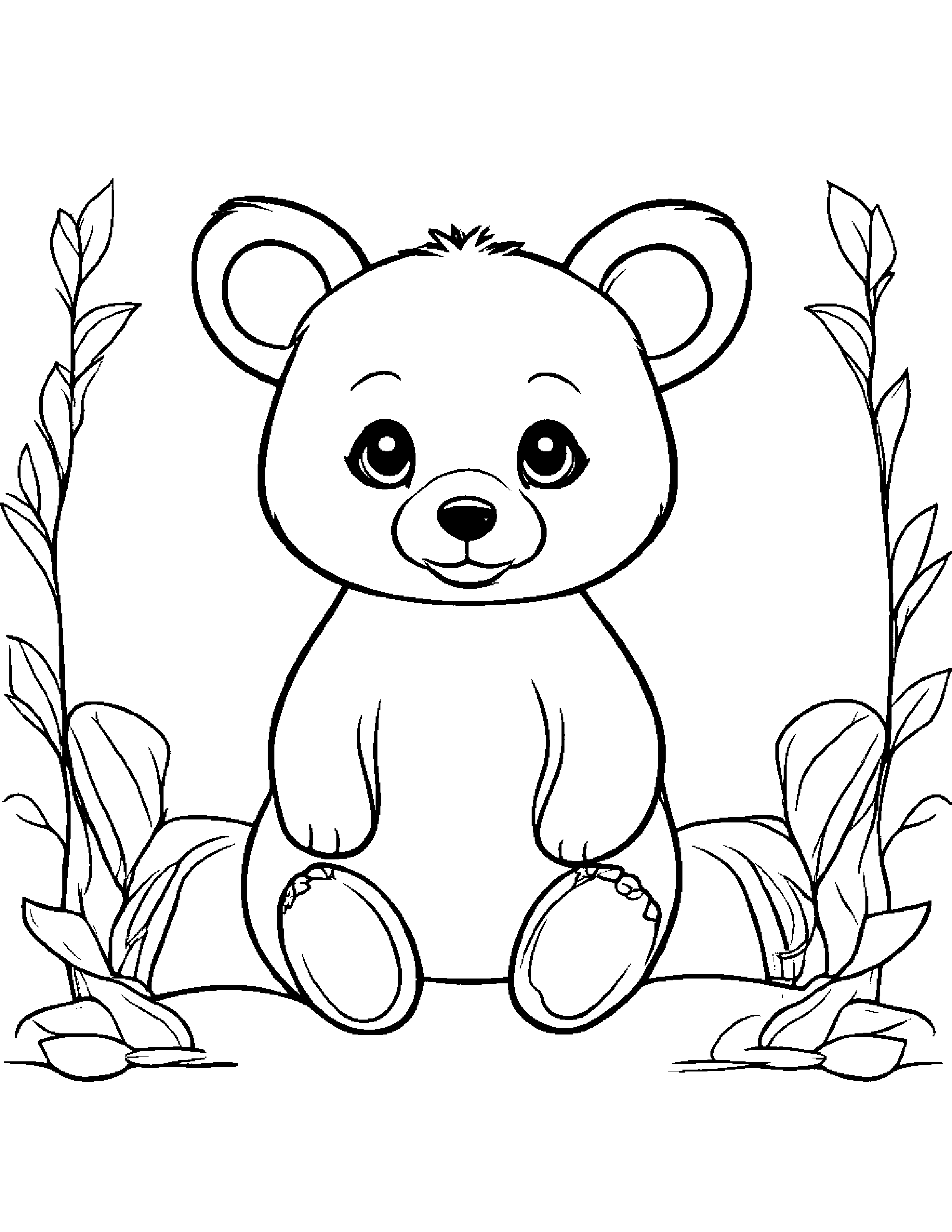 Bear Cub With A Tiny Bow #2 Coloring Page (Free Printable PDF)