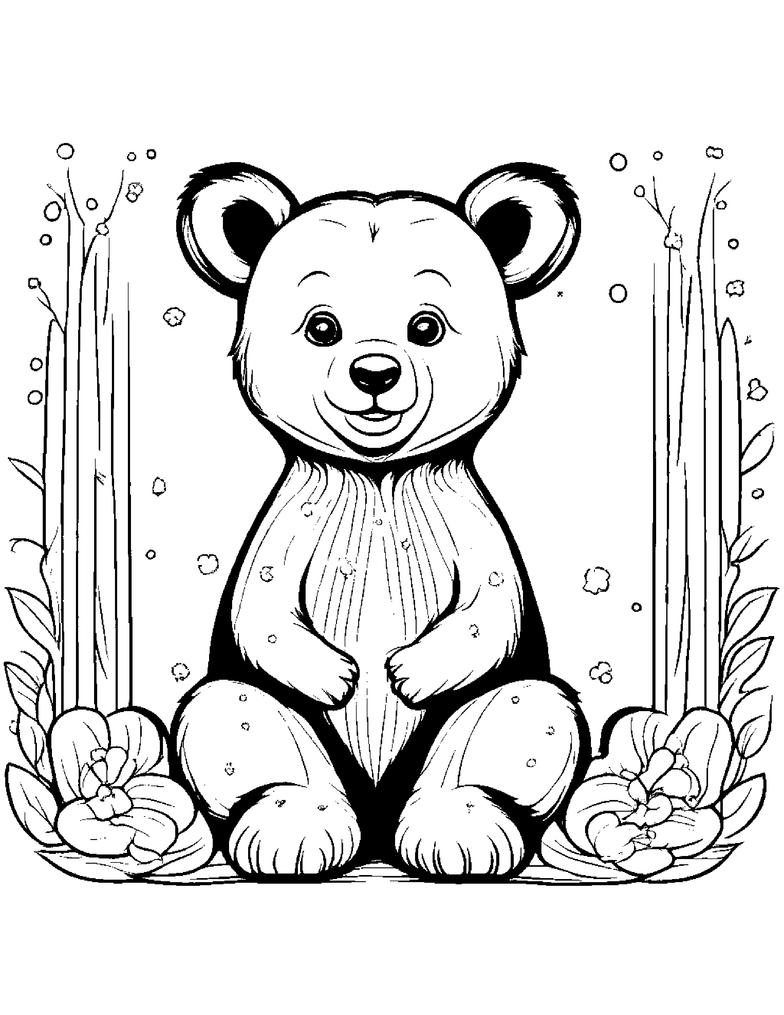 Bear Cub With Sparkles #2 Coloring Page (Free Printable PDF)