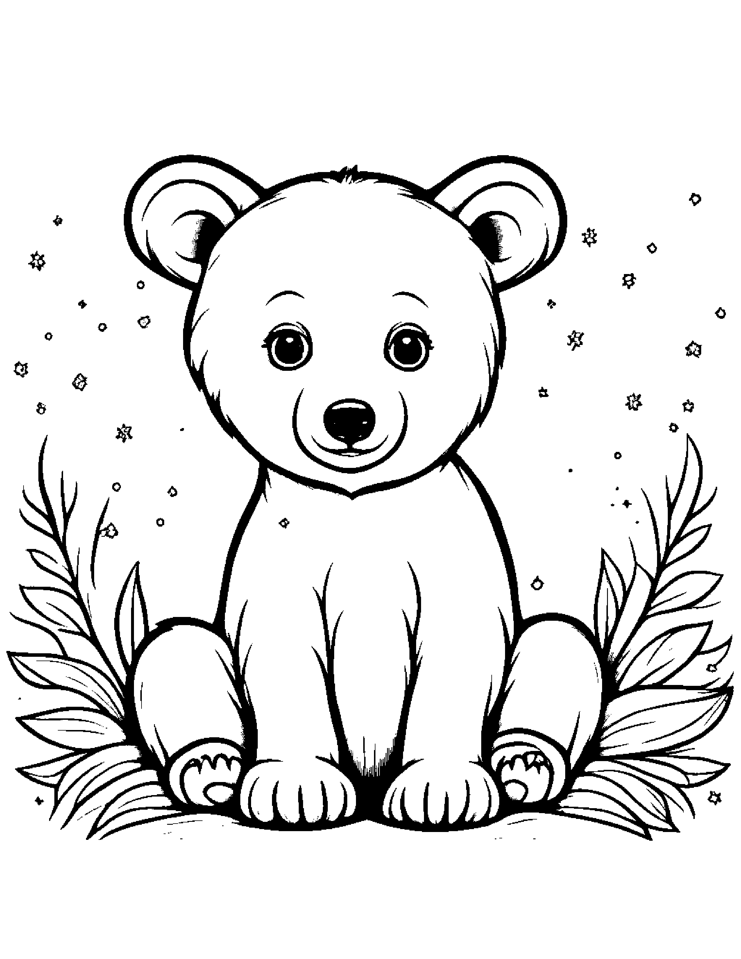 Bear Cub With Sparkles #3 Coloring Page (Free Printable PDF)