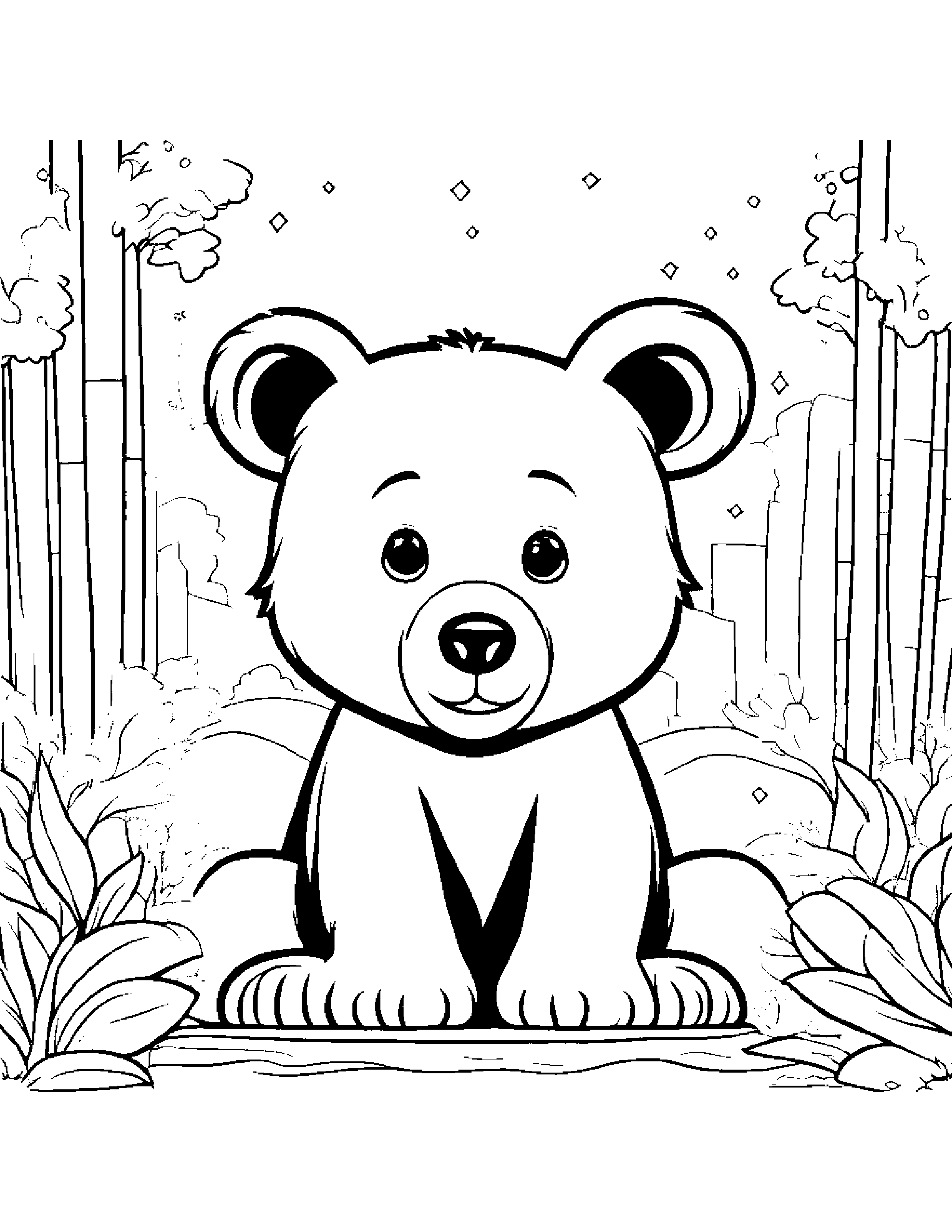 Bear Cub With Sparkles At The Playground #4 Coloring Page (Free Printable PDF)