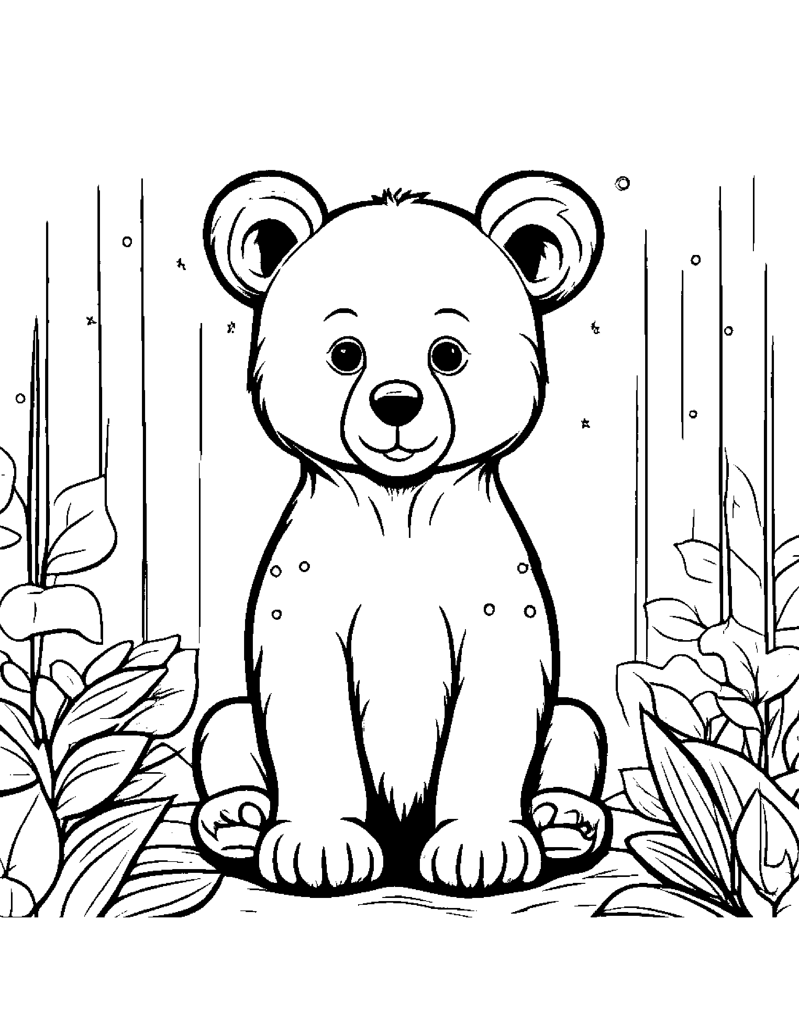 Bear Cub With Sparkles At The Playground #5 Coloring Page (Free Printable PDF)