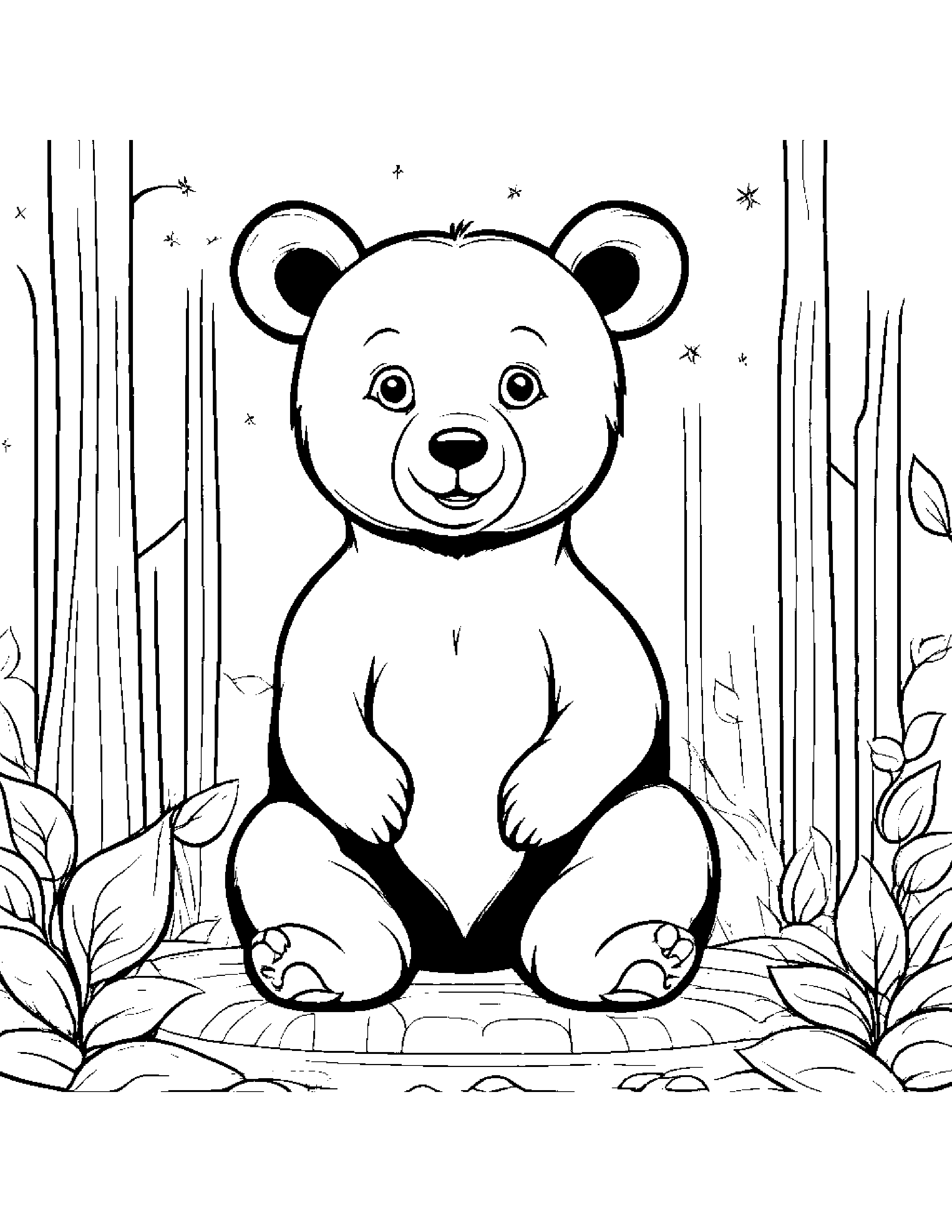 Bear Cub With Sparkles At The Playground Coloring Page (Free Printable PDF)