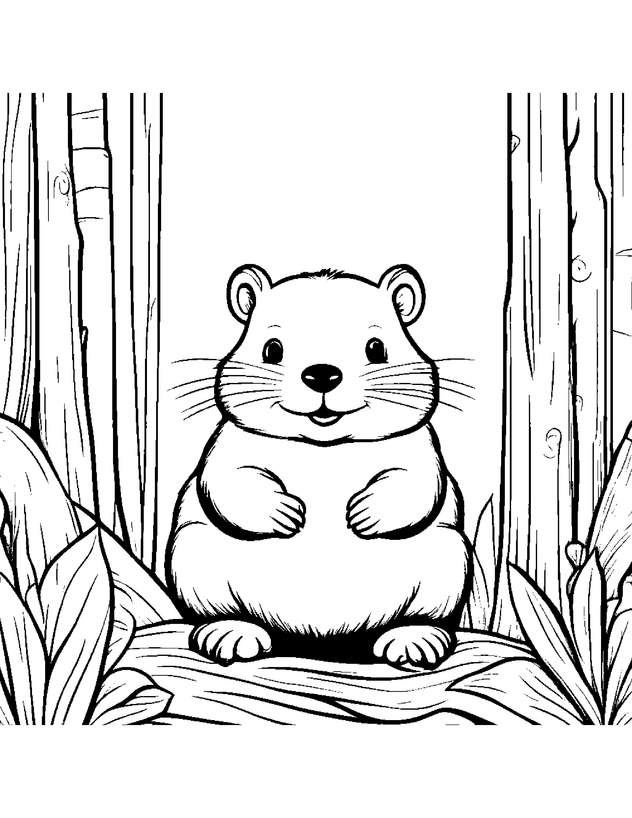 Beaver Playing Peekaboo #3 Coloring Page (Free Printable PDF)