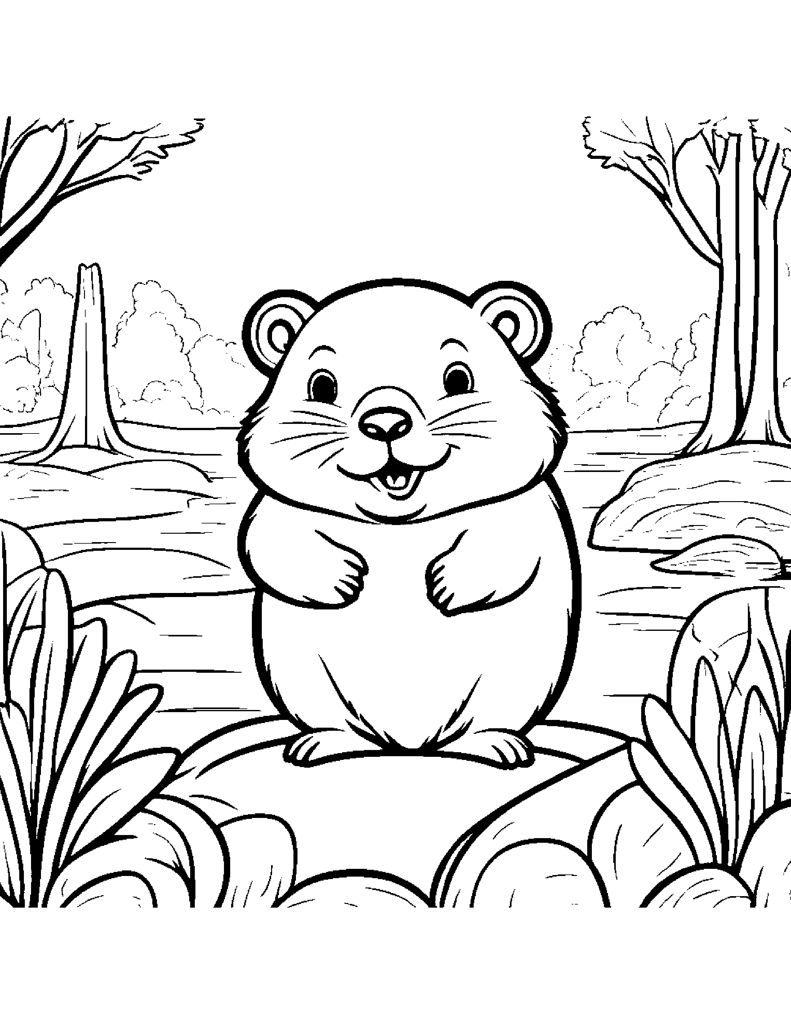 Beaver Waving At The Playground #3 Coloring Page (Free Printable PDF)