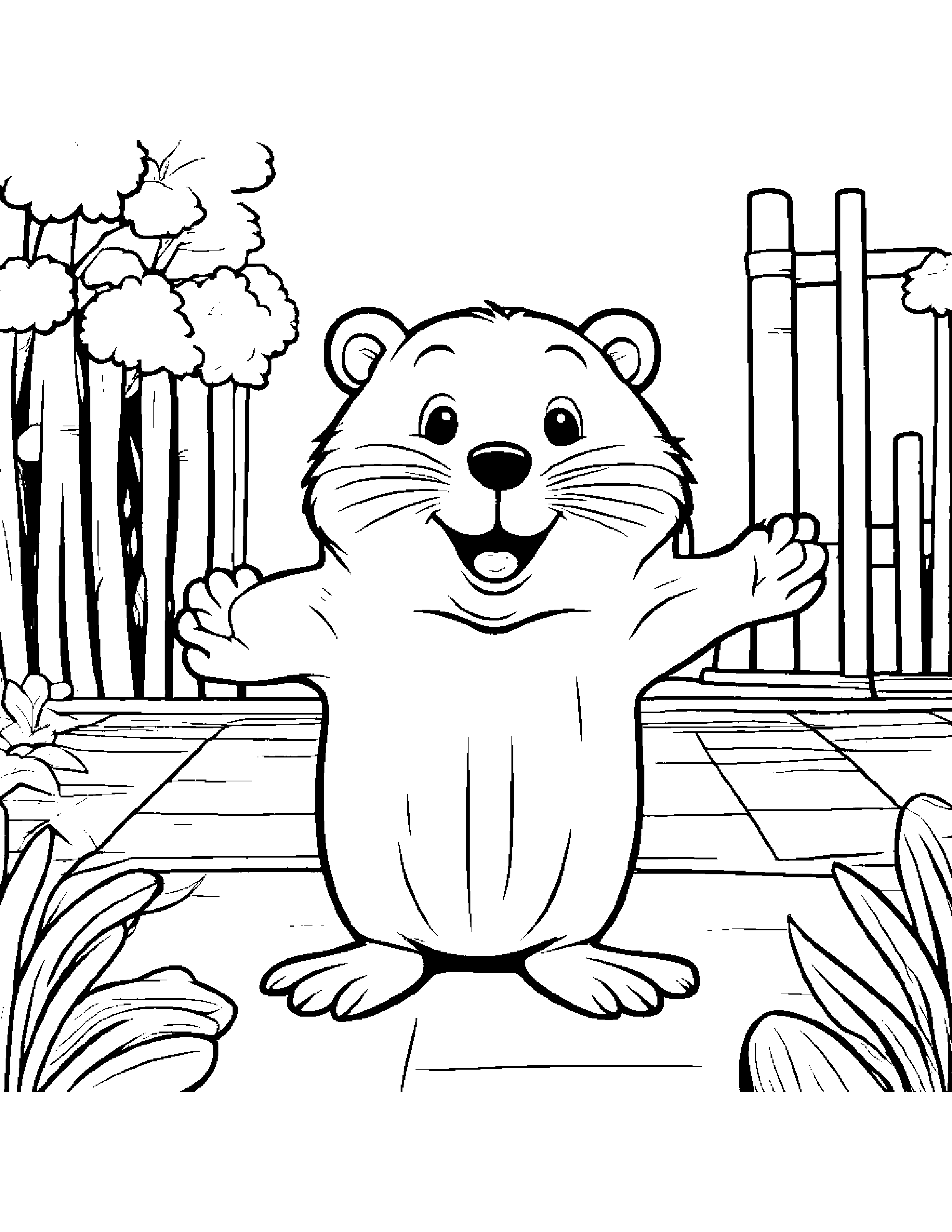 Beaver Waving At The Playground #4 Coloring Page (Free Printable PDF)