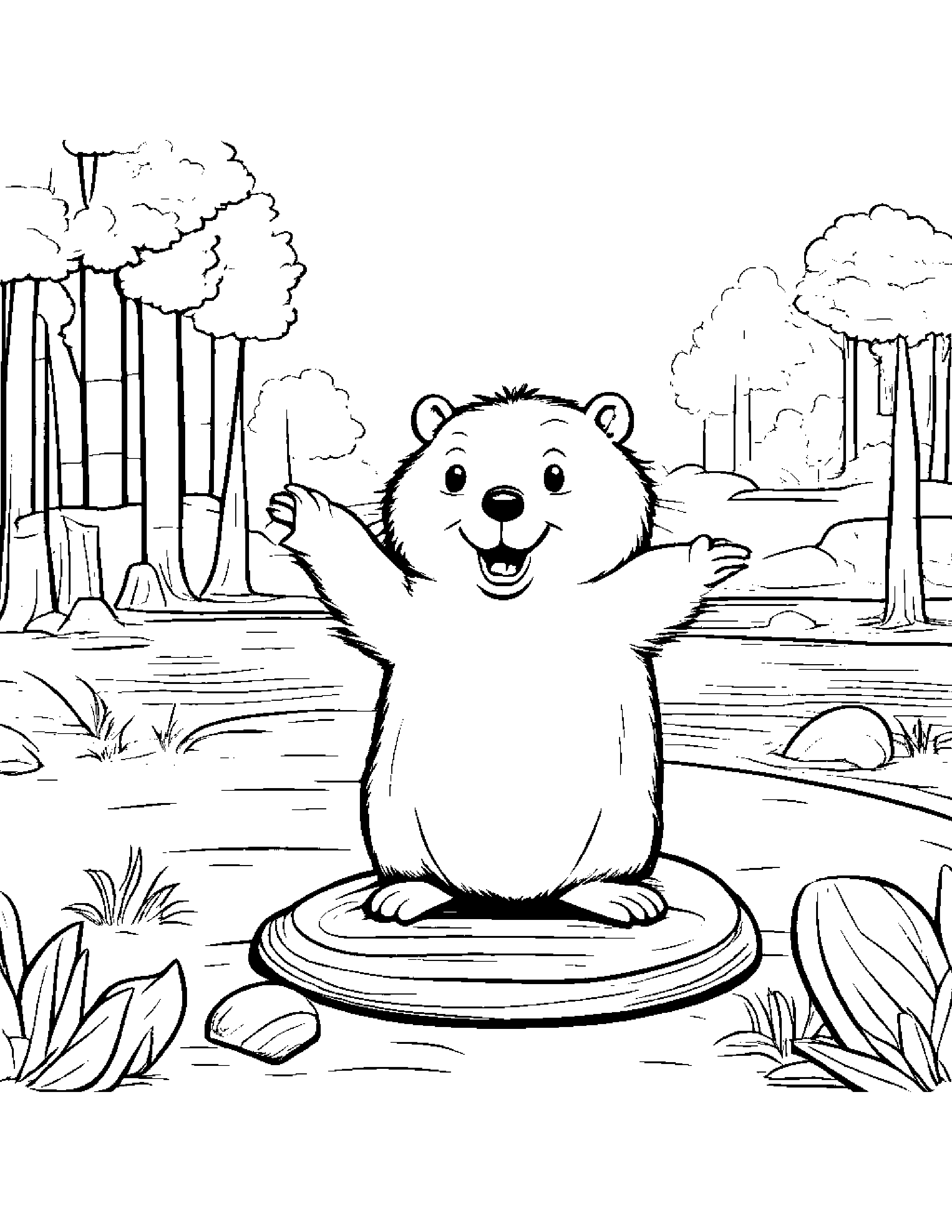 Beaver Waving At The Playground #5 Coloring Page (Free Printable PDF)
