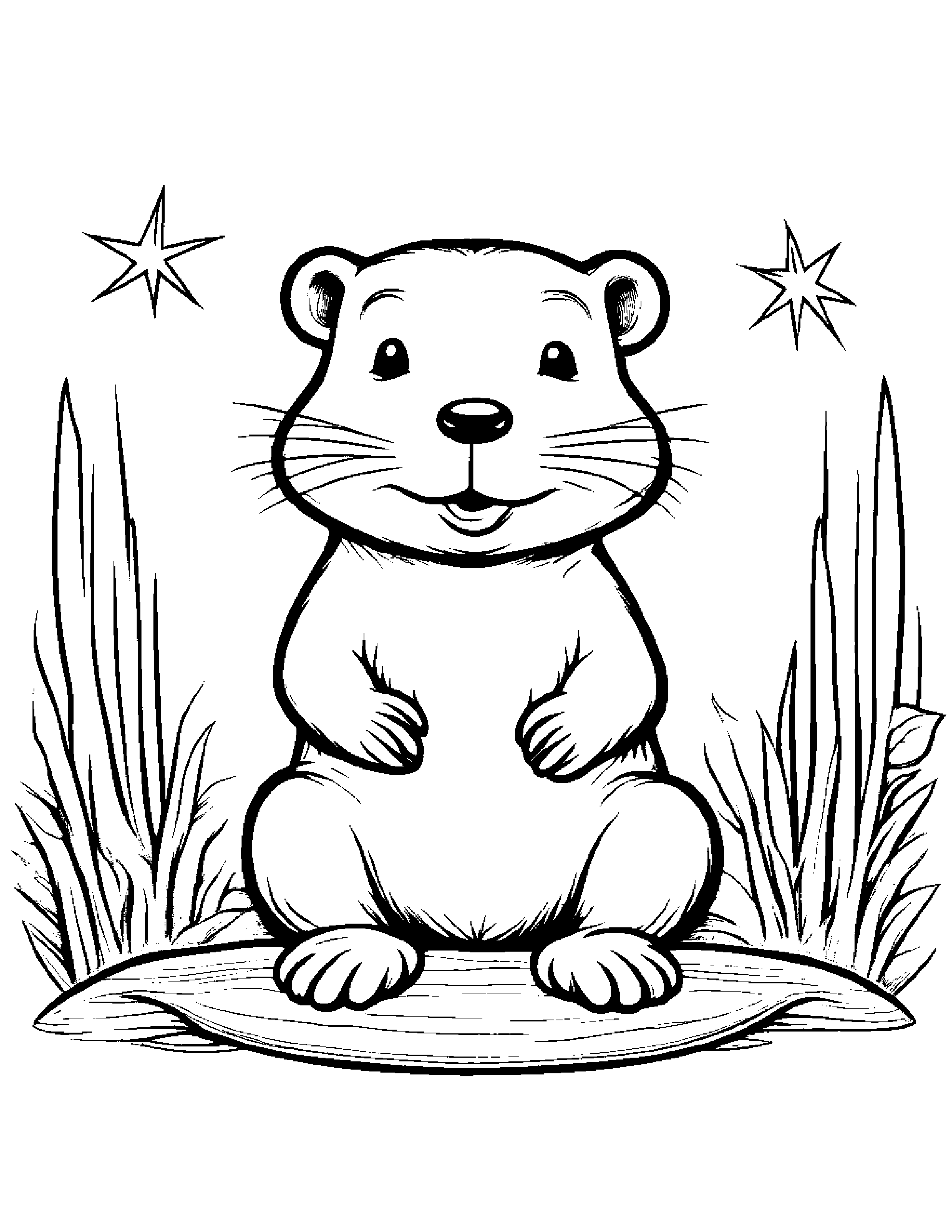 Beaver With A Friendly Star #2 Coloring Page (Free Printable PDF)