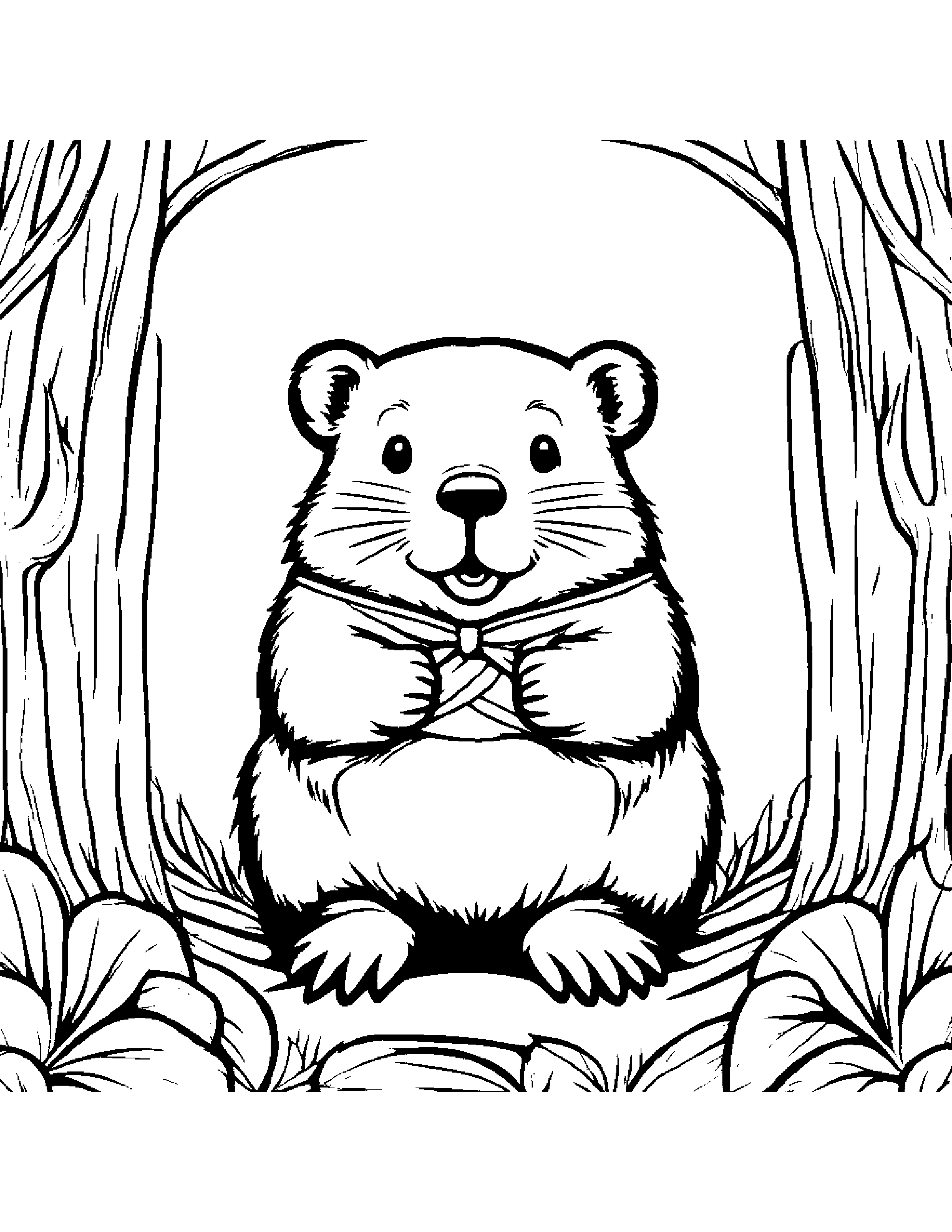 Beaver With A Ribbon #3 Coloring Page (Free Printable PDF)