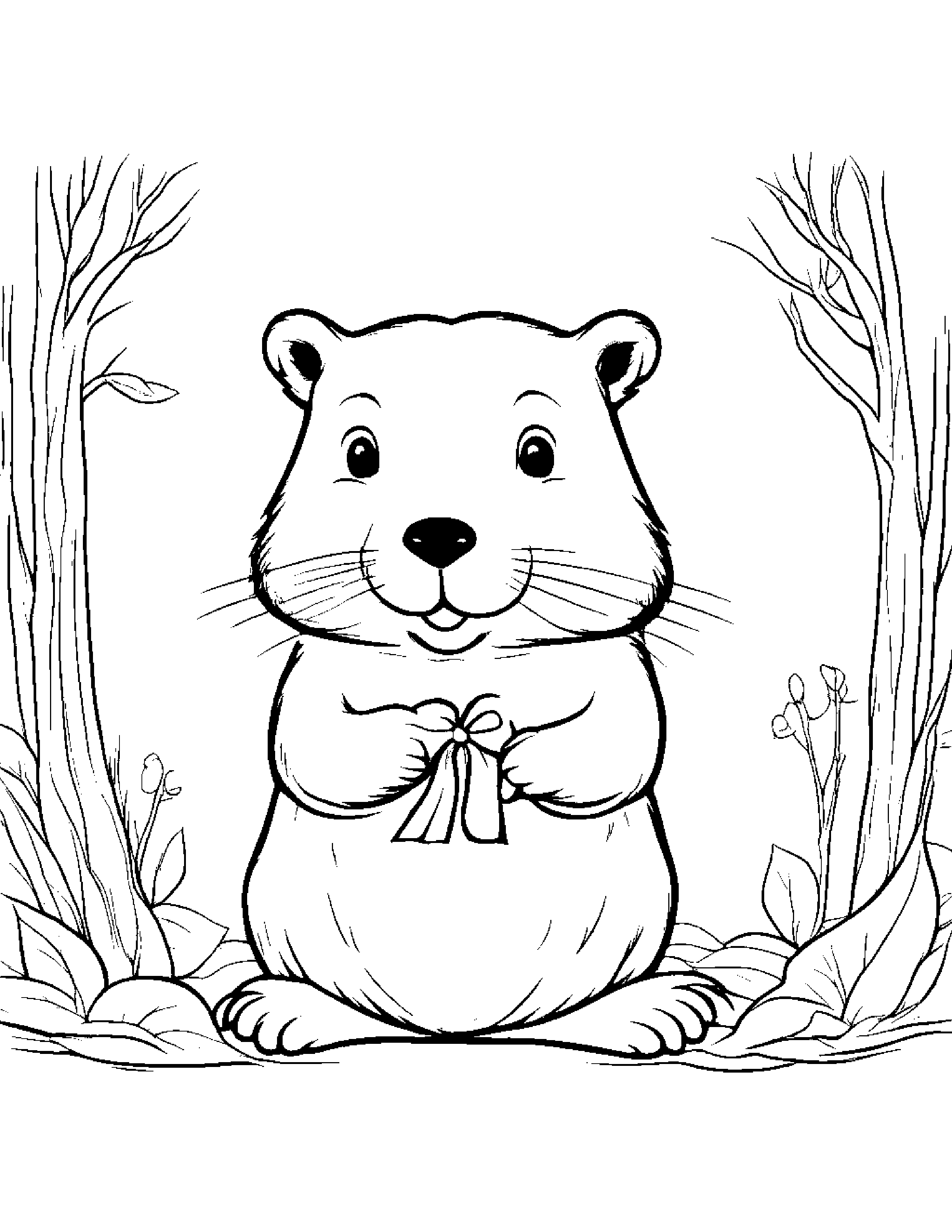Beaver With A Ribbon #4 Coloring Page (Free Printable PDF)