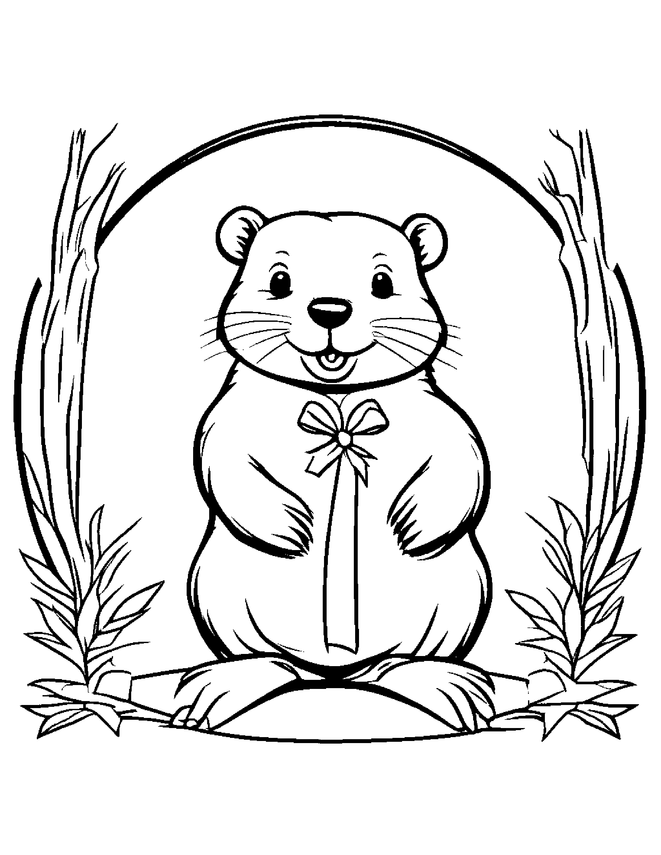 Beaver With A Ribbon #5 Coloring Page (Free Printable PDF)