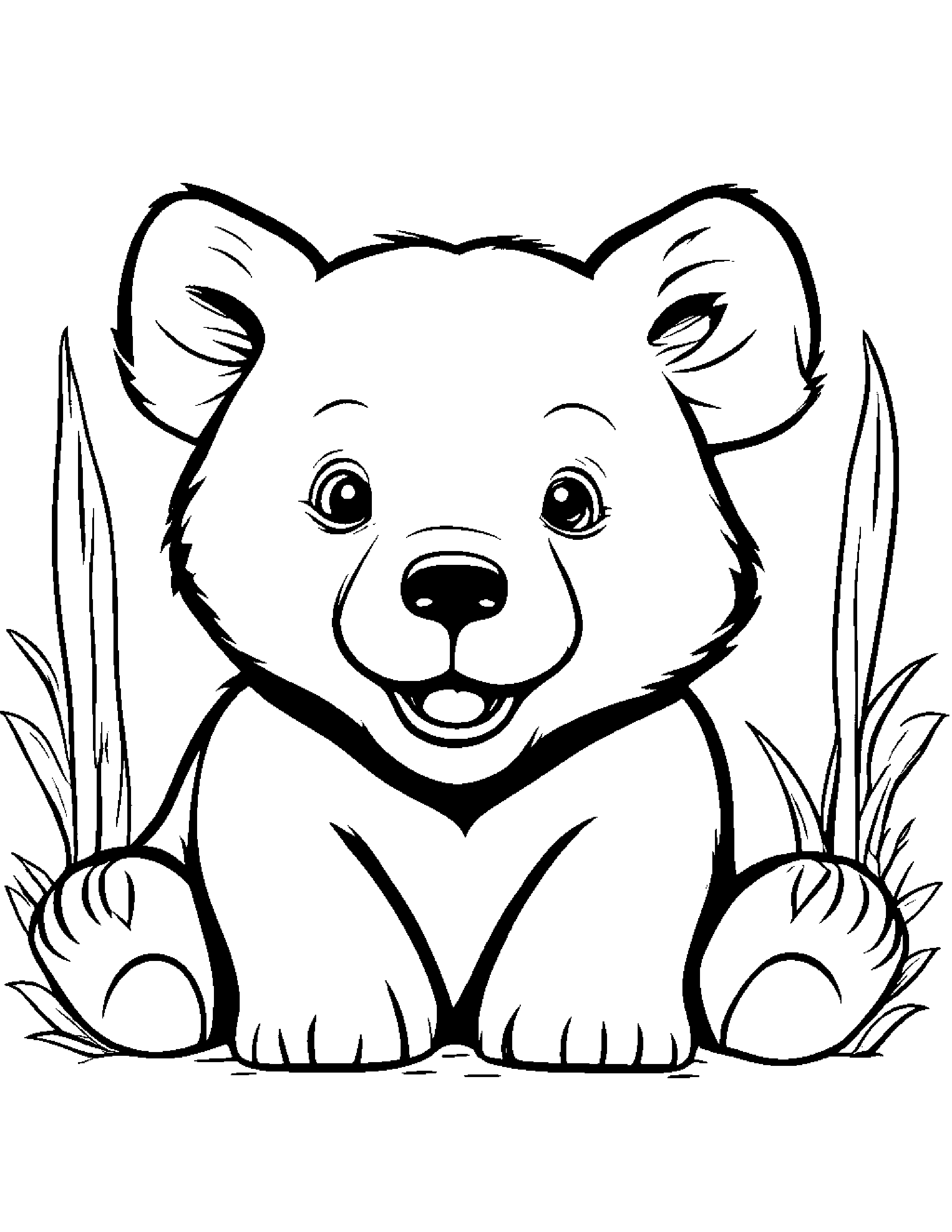 Brave Bear Cub Making Silly Faces #2 Coloring Page (Free Printable PDF)