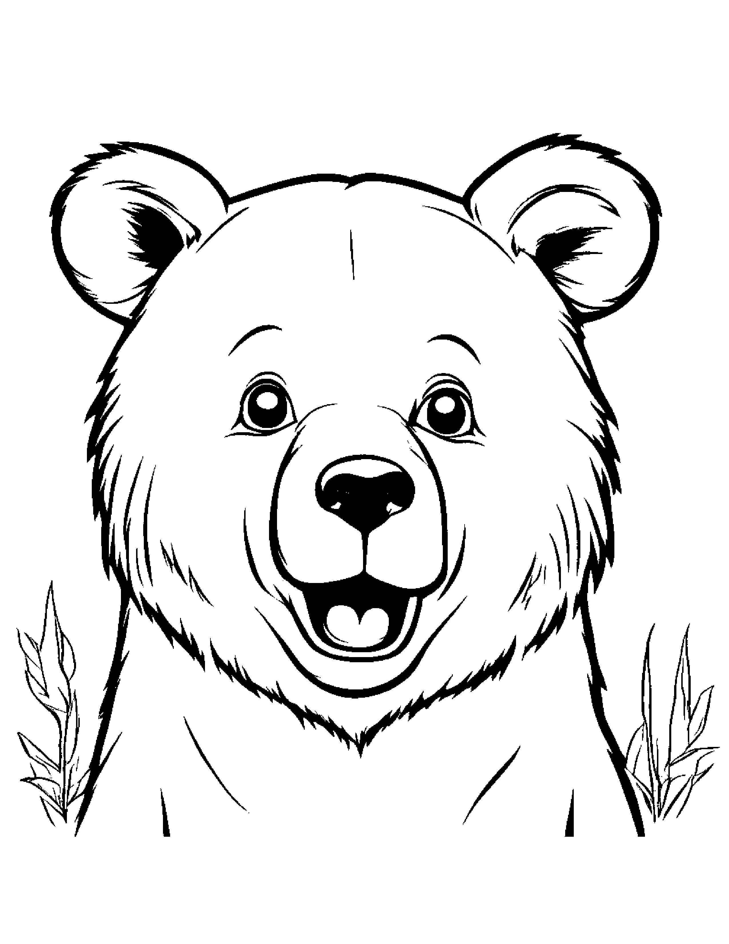 Brave Bear Cub Making Silly Faces #3 Coloring Page (Free Printable PDF)