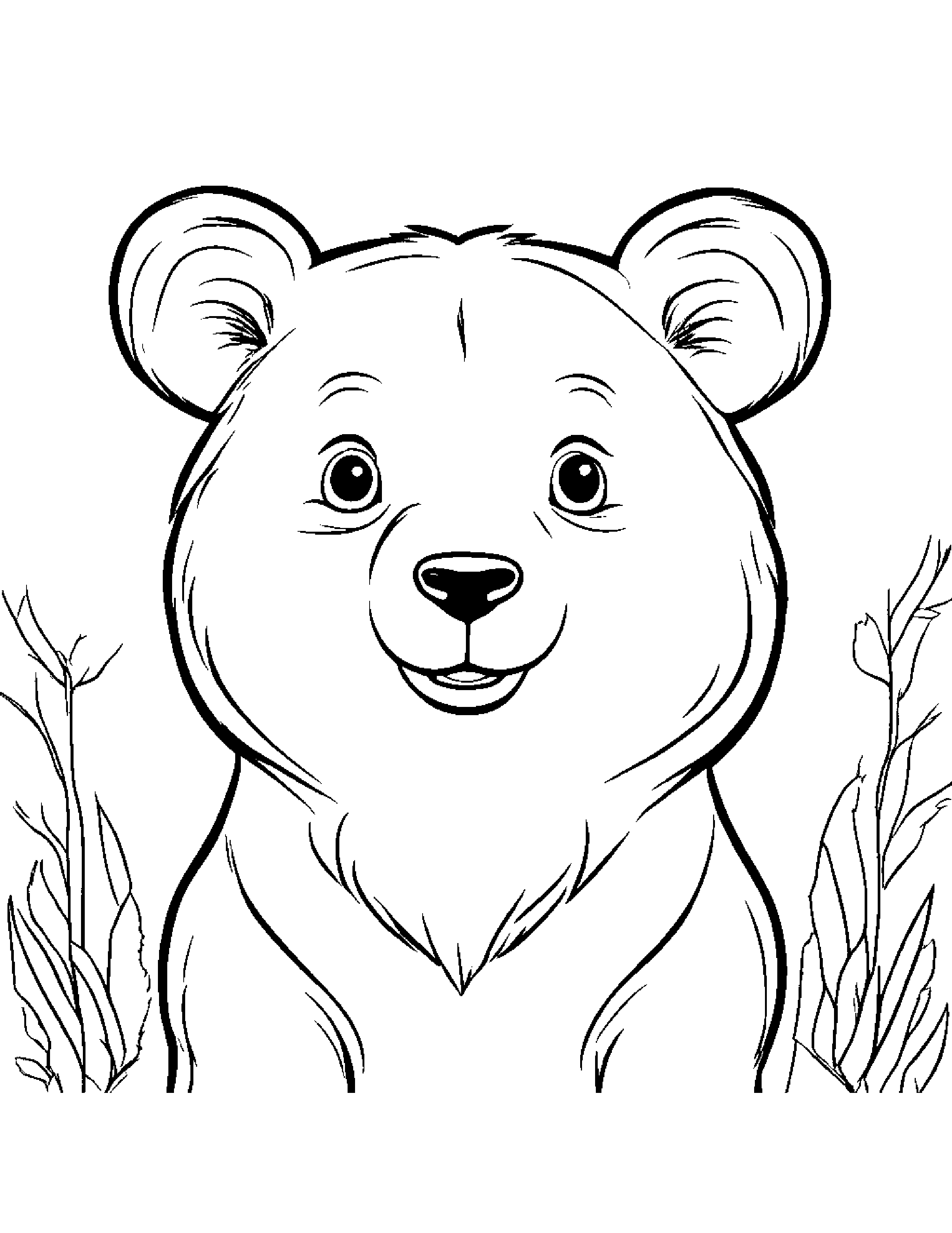 Brave Bear Cub Making Silly Faces Coloring Page (Free Printable PDF)