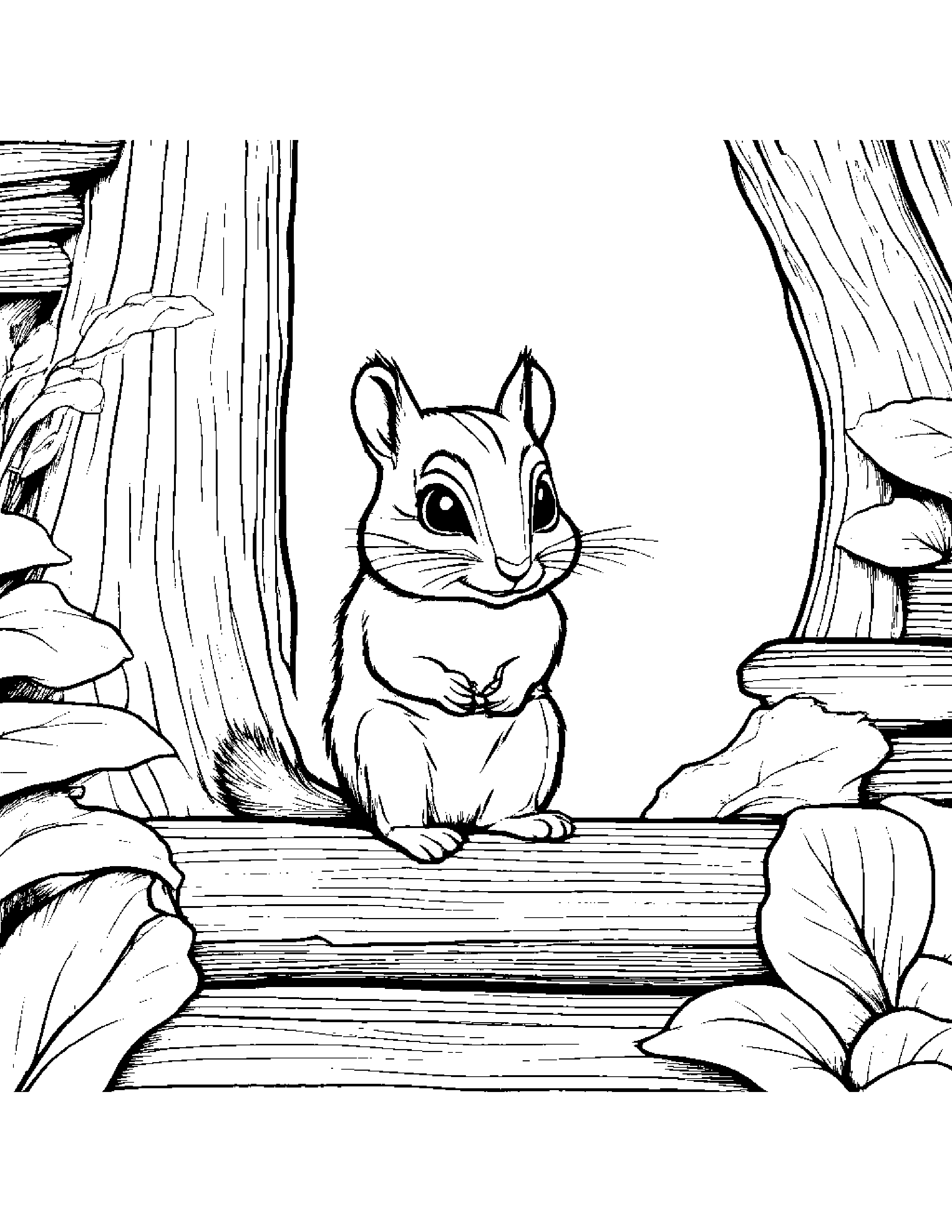 Brave Chipmunk Coloring By A Reading Nook #2 Coloring Page (Free Printable PDF)