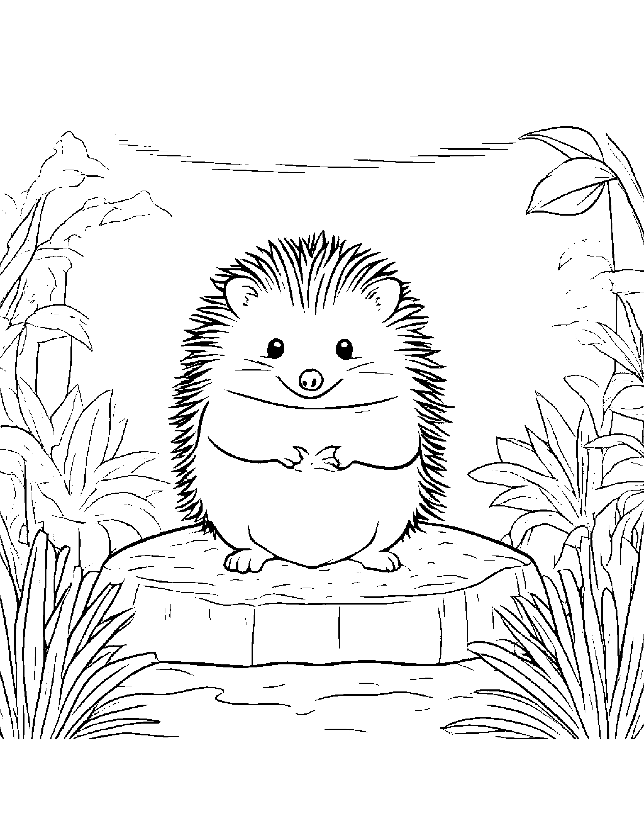 Brave Hedgehog Building A Sandcastle In A Cozy Garden #2 Coloring Page (Free Printable PDF)