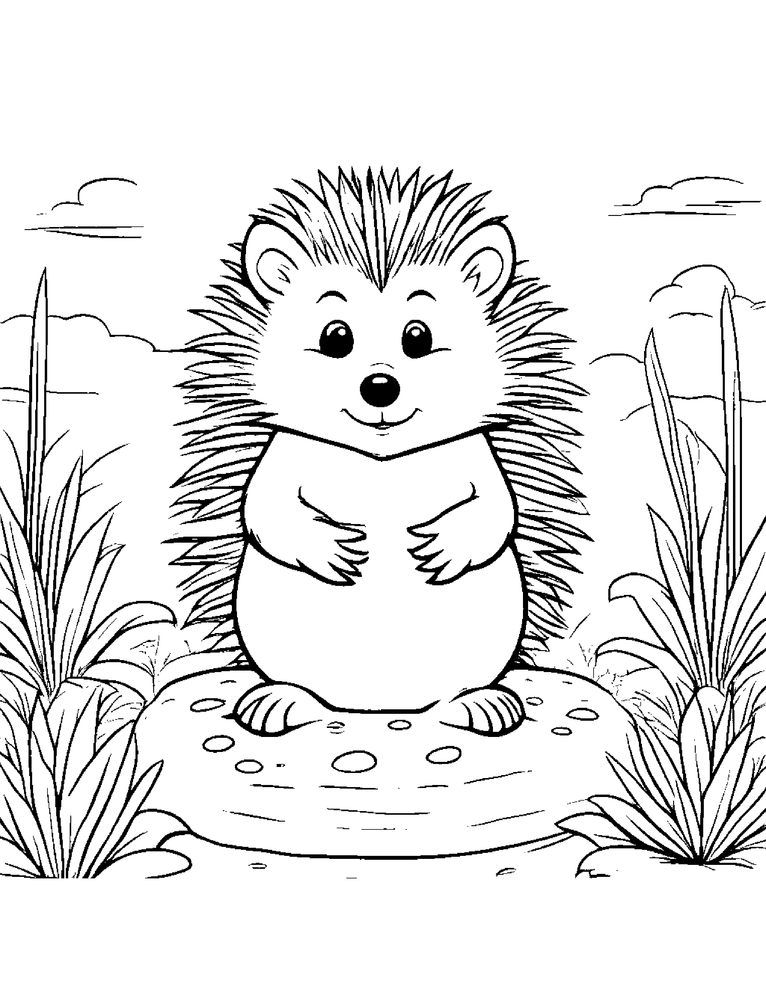 Brave Hedgehog Building A Sandcastle In A Cozy Garden #3 Coloring Page (Free Printable PDF)
