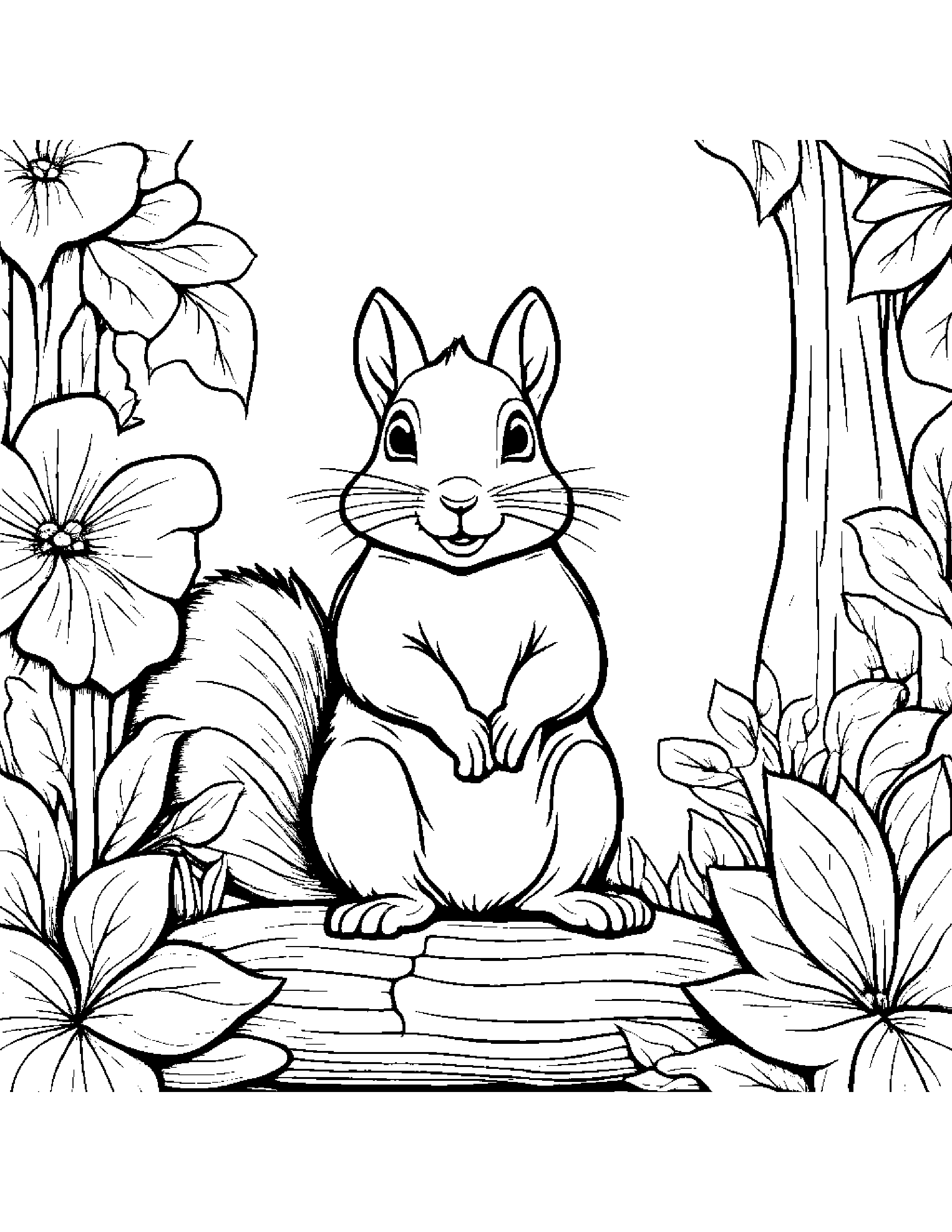Brave Squirrel In A Cozy Garden Coloring Page (Free Printable PDF)