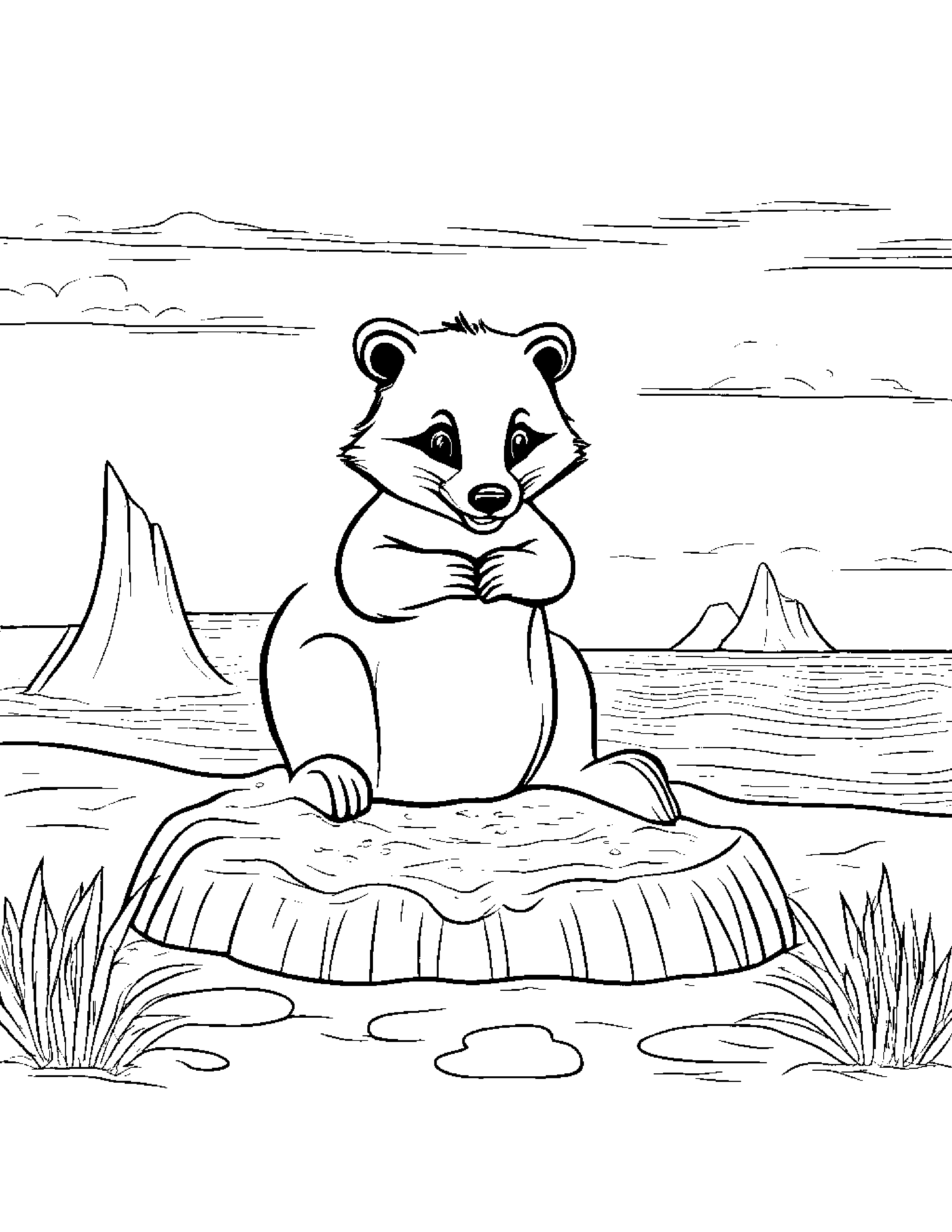 Bright Badger Building A Sandcastle Coloring Page (Free Printable PDF)