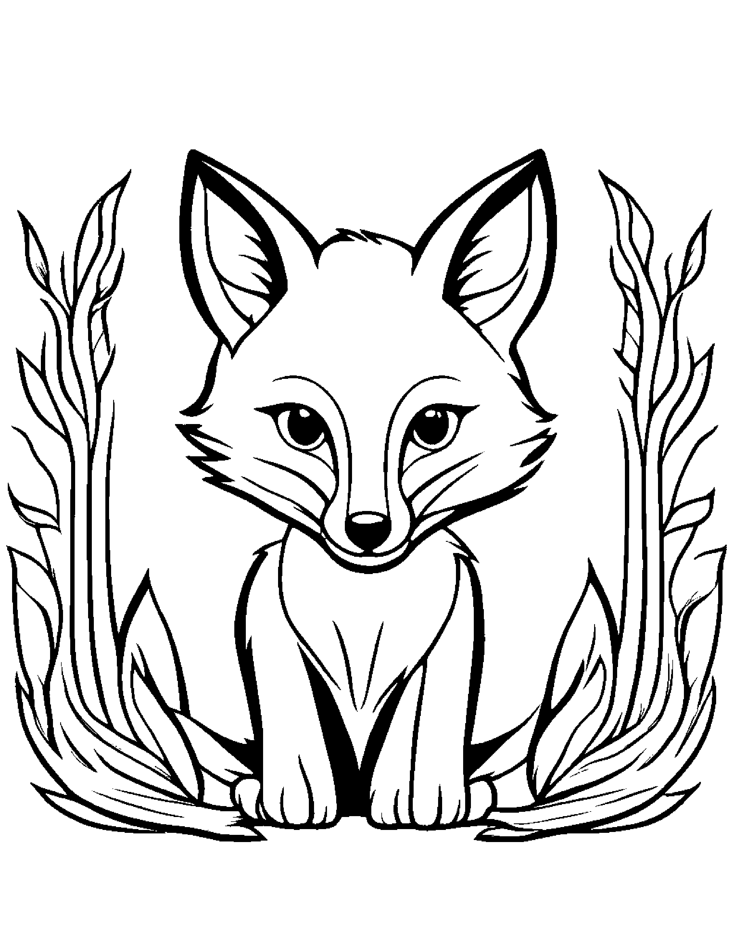 Bright Fox #2 Coloring Page (Free Printable PDF)