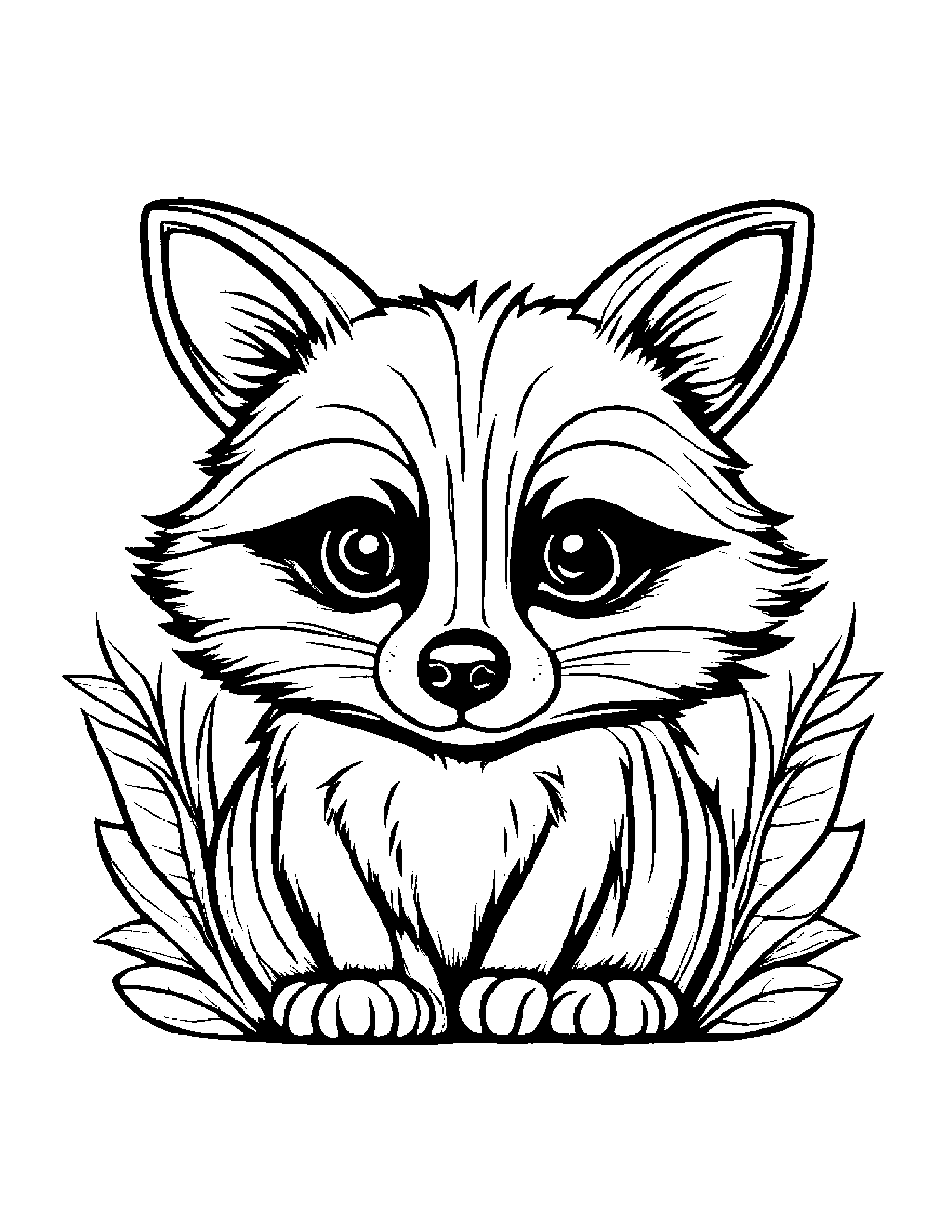 Bright Raccoon #2 Coloring Page (Free Printable PDF)