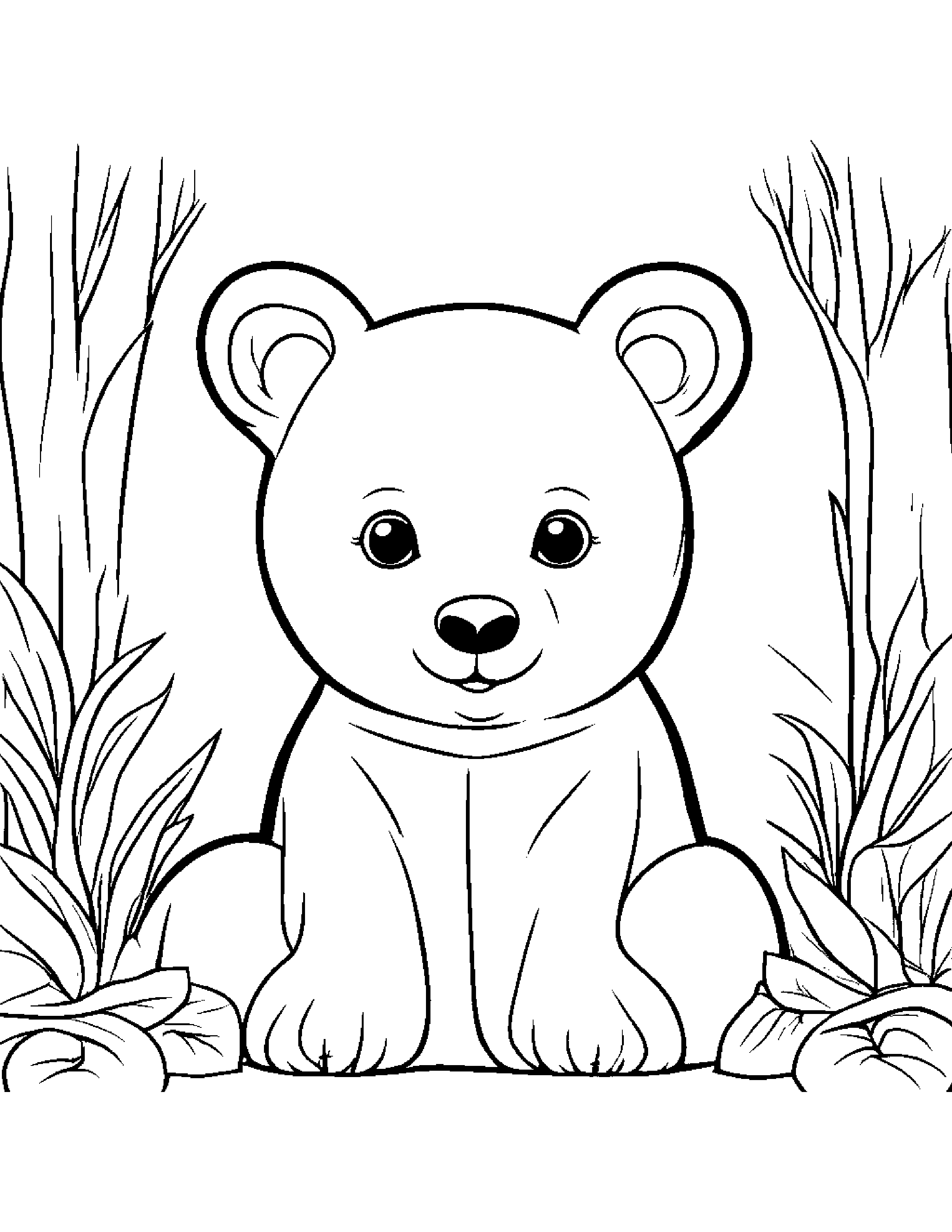 Cheerful Bear Cub #3 Coloring Page (Free Printable PDF)