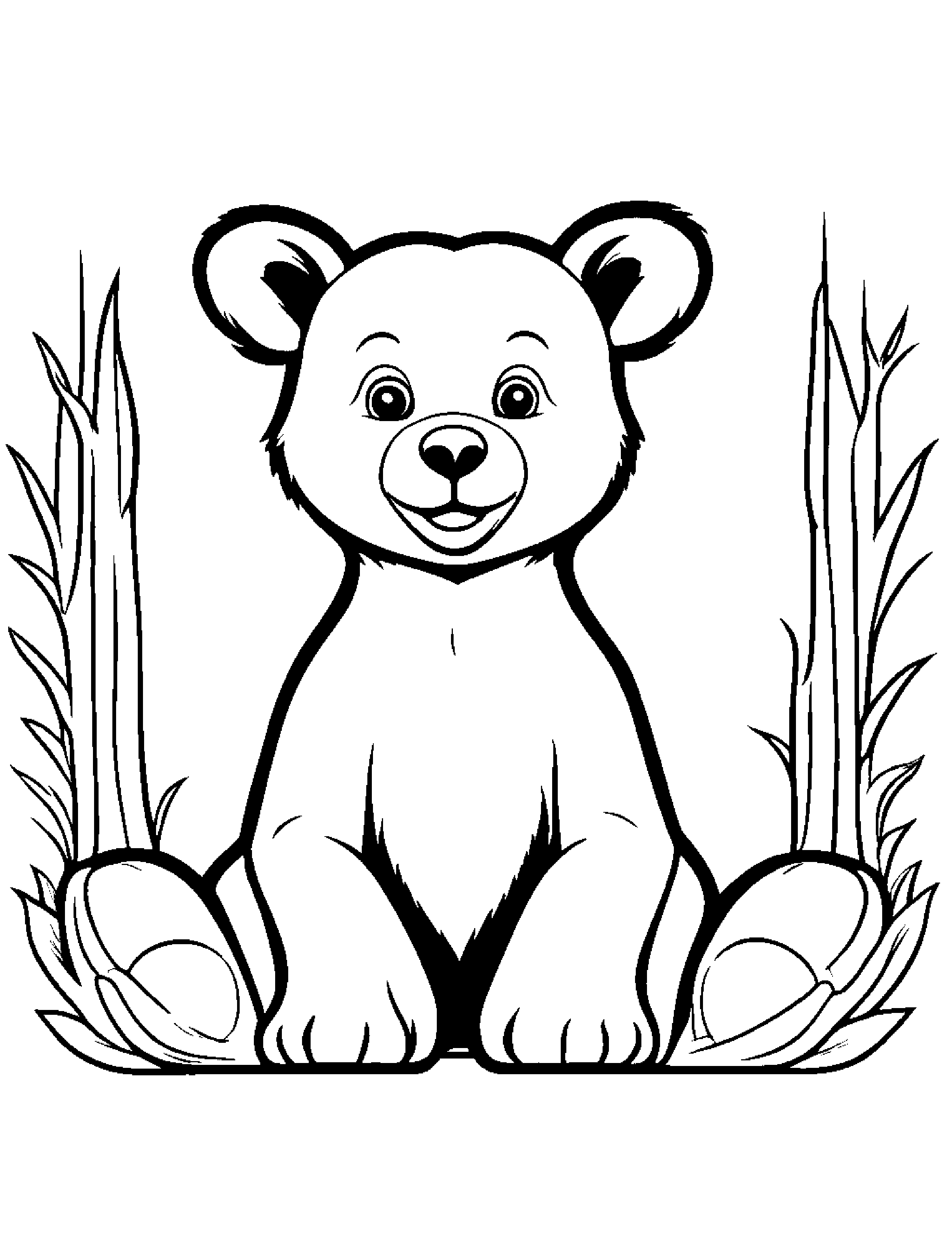 Cheerful Bear Cub Coloring Page (Free Printable PDF)