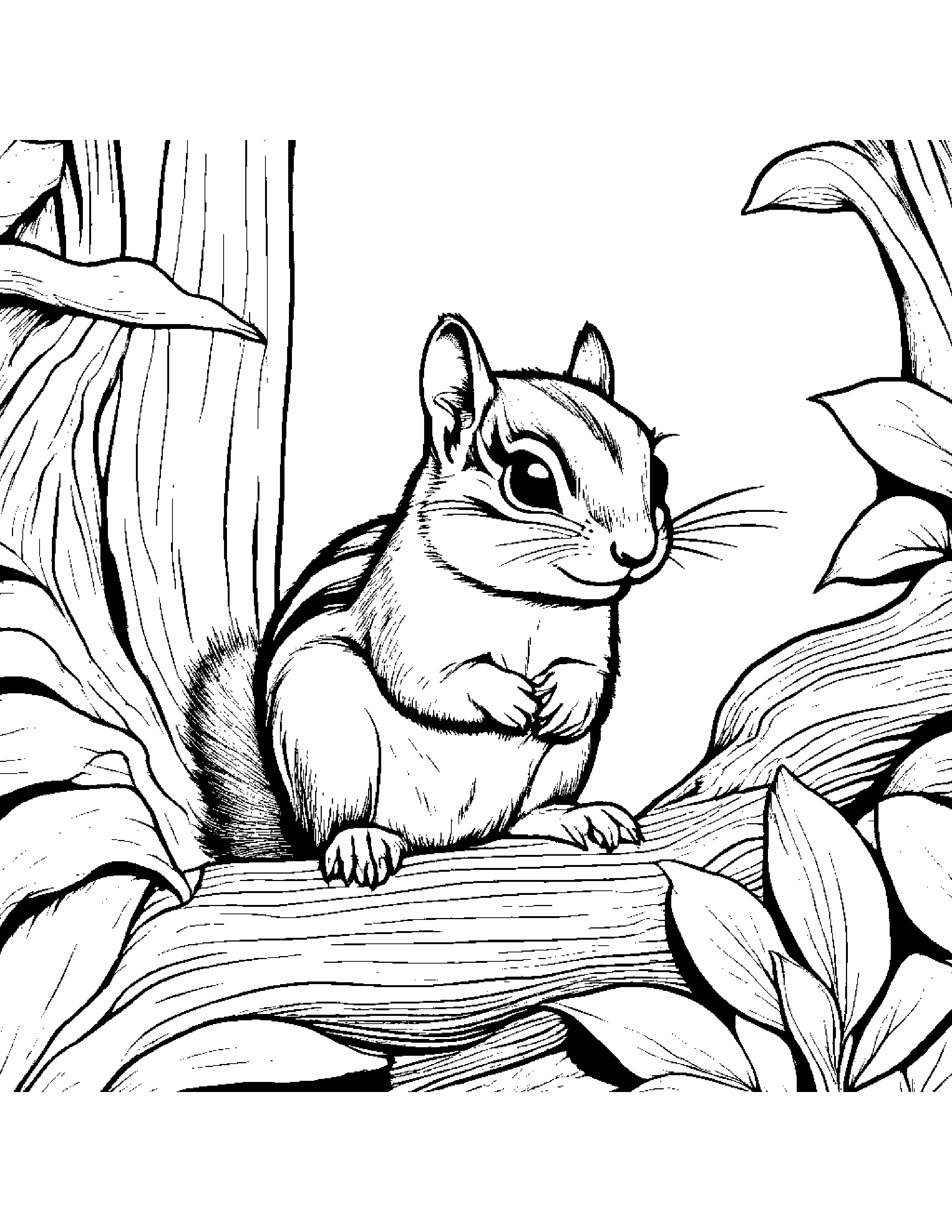 Chipmunk Playing Peekaboo #2 Coloring Page (Free Printable PDF)