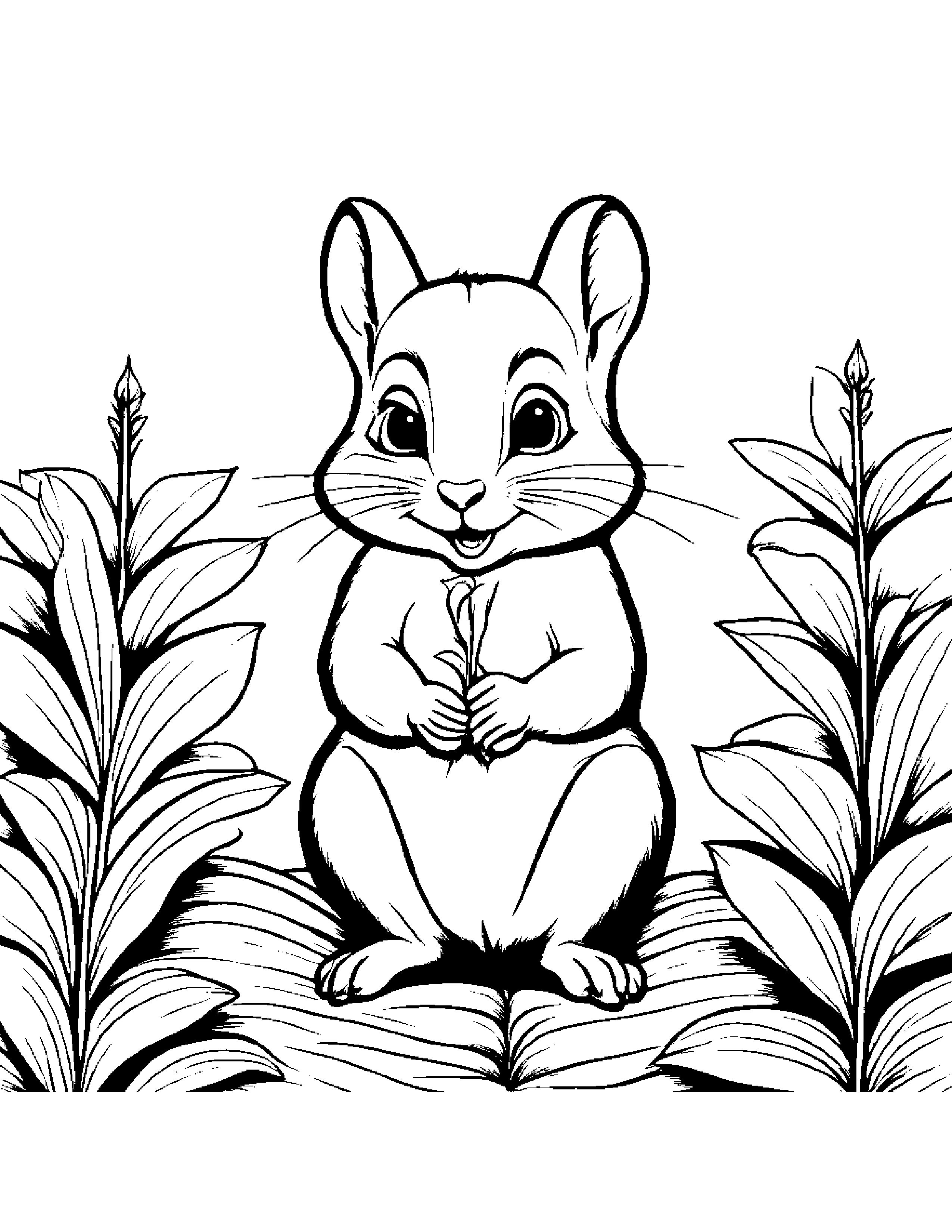 Chipmunk Watering A Plant #3 Coloring Page (Free Printable PDF)