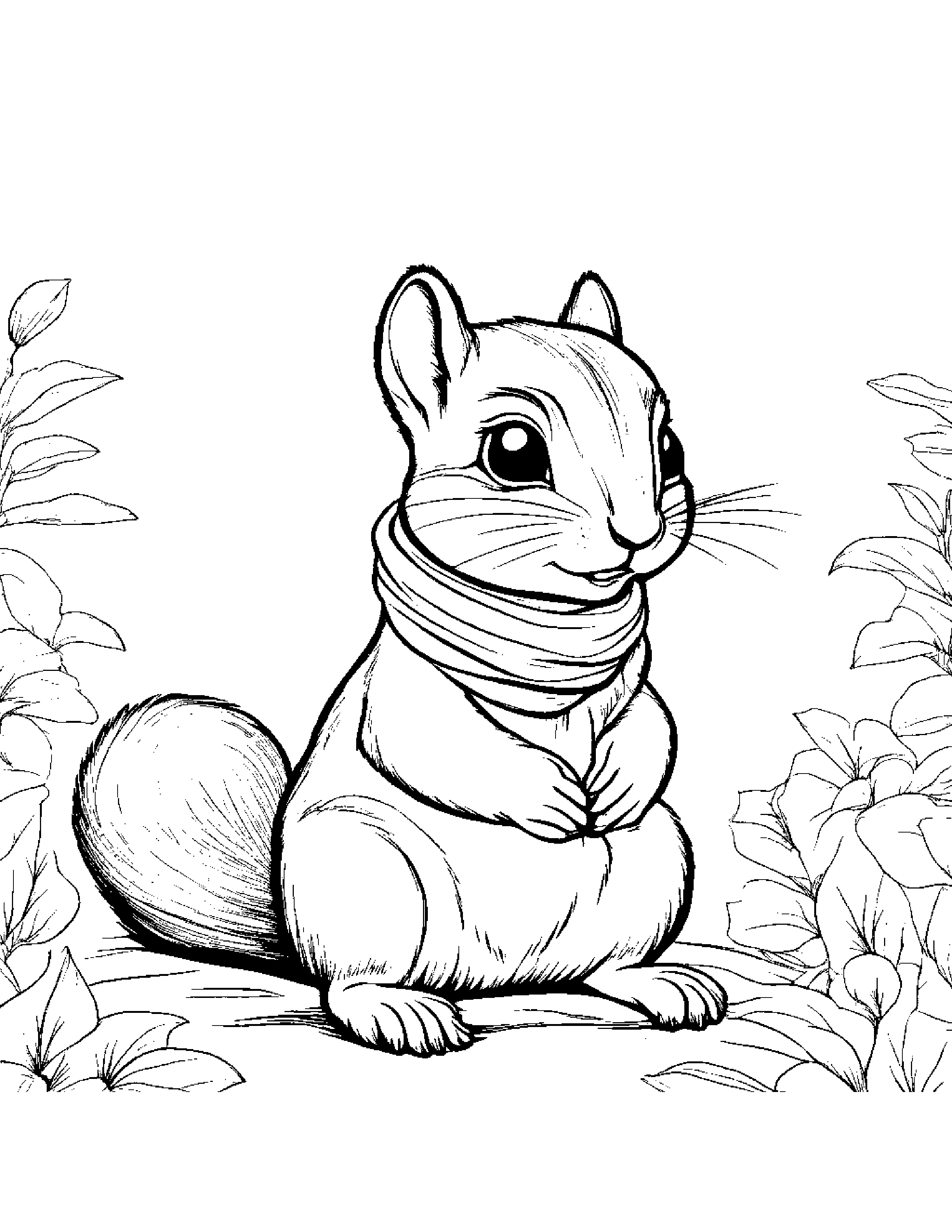 Chipmunk With A Soft Scarf #3 Coloring Page (Free Printable PDF)