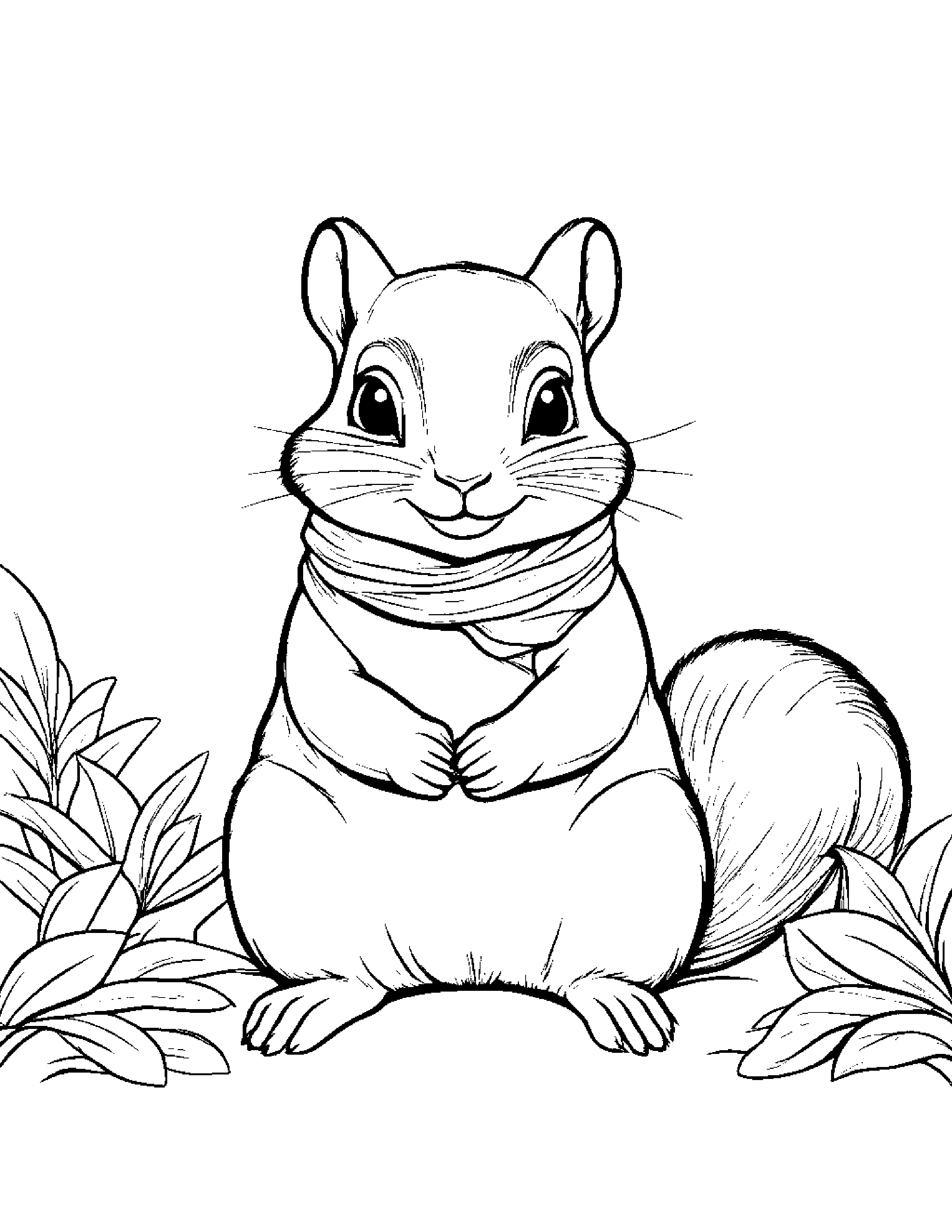 Chipmunk With A Soft Scarf #4 Coloring Page (Free Printable PDF)